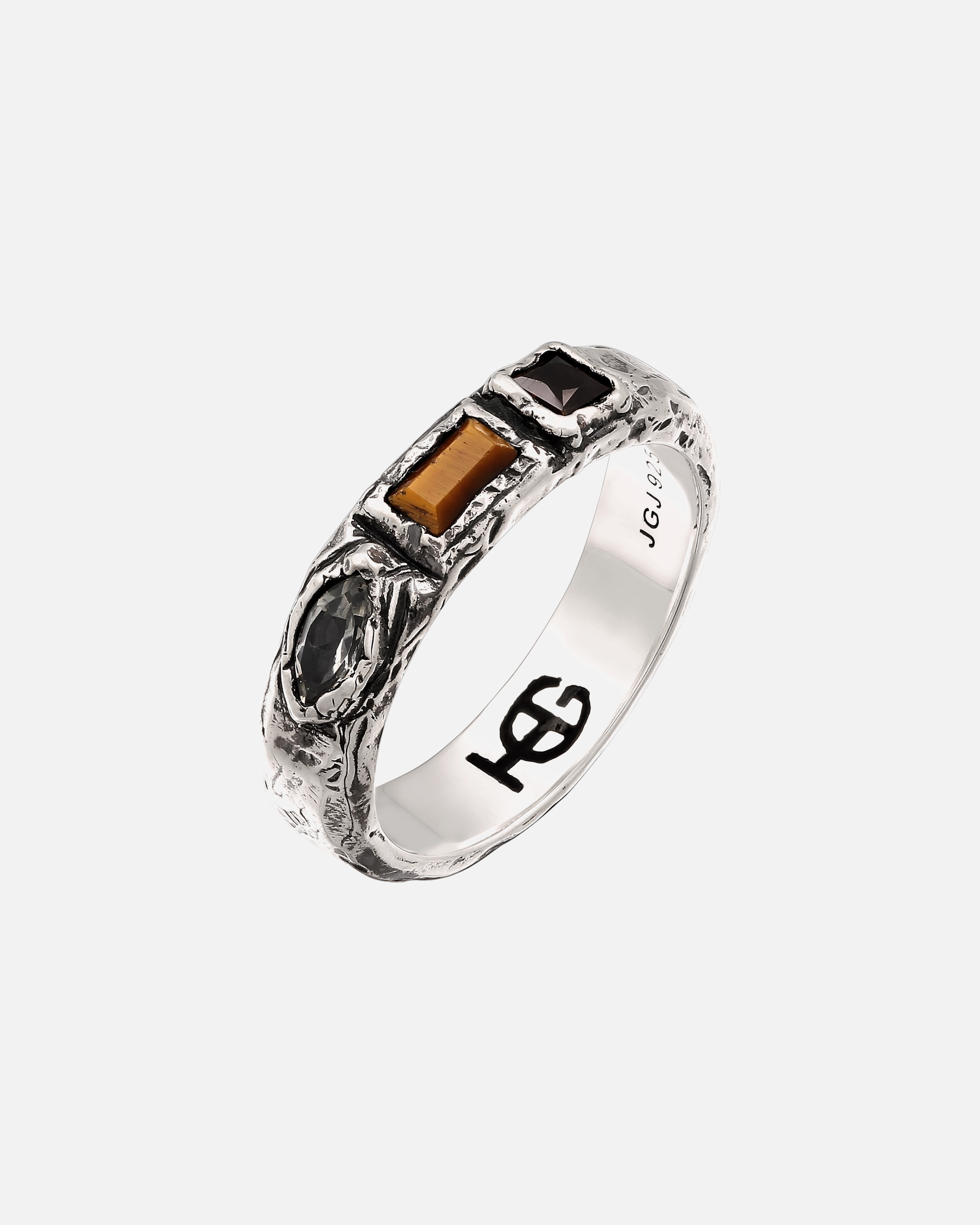 Bague pour Unisexe Haze & Glory Default Brand Line Bague Unisex Quartz Marron 925 Sterling Silver 56