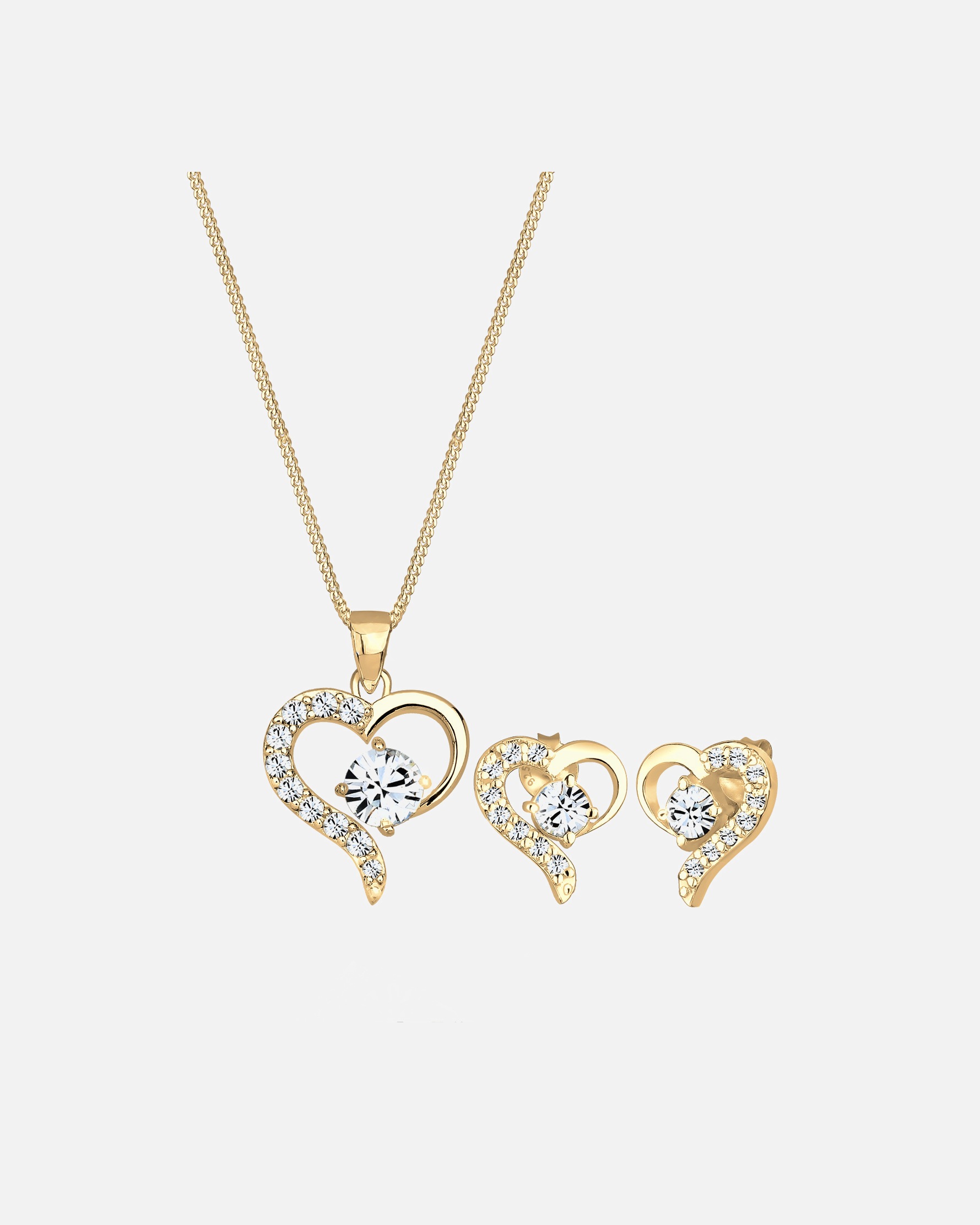 Parure de bijoux pour Femme Elli Cœur Cristaux précieux Argent 925 golfarben