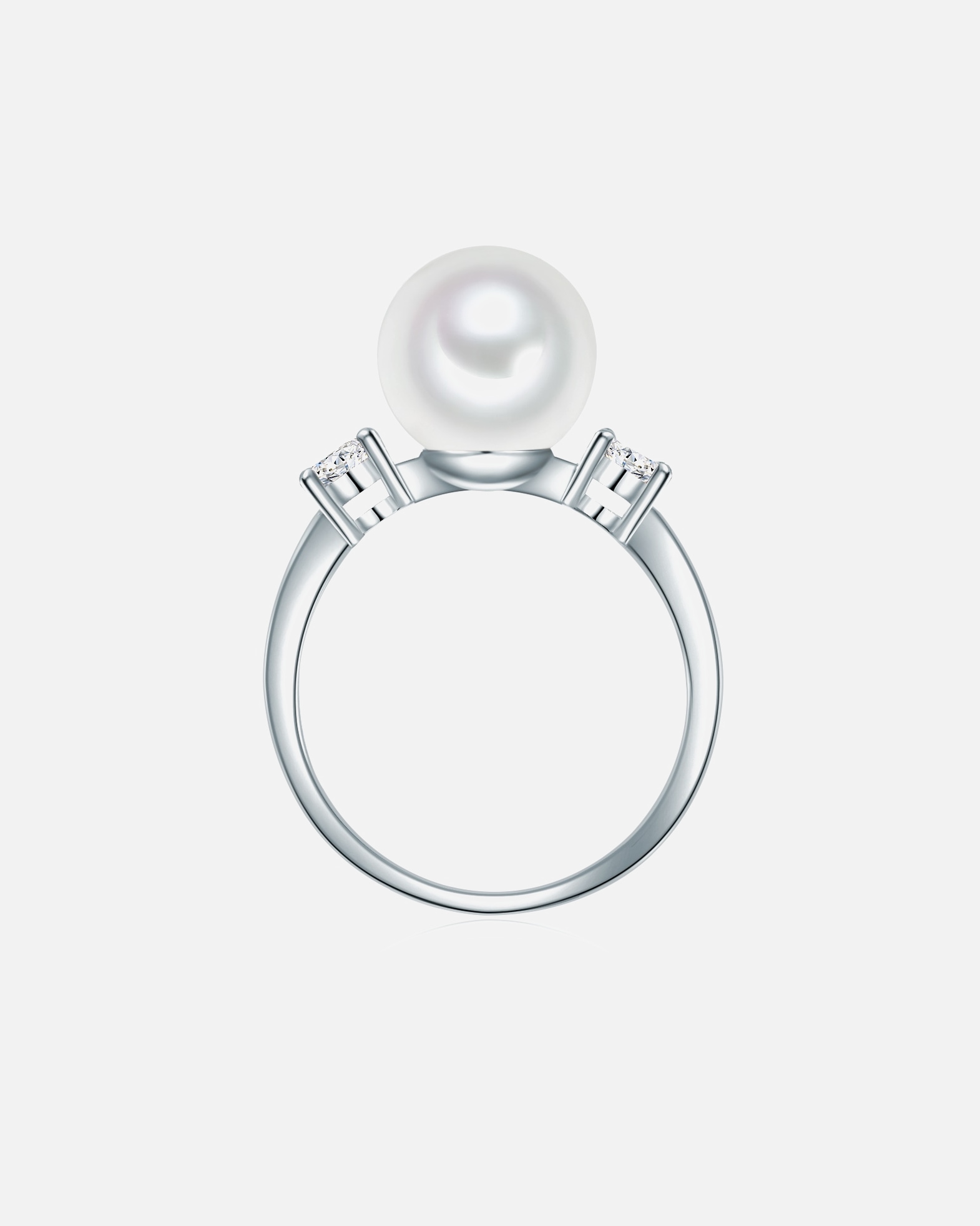 Bague pour Femme Rafaela Donata Bague avec perle Argent sterling Oxyde de zirconium (CZ) Perles organiques en Blanc 58
