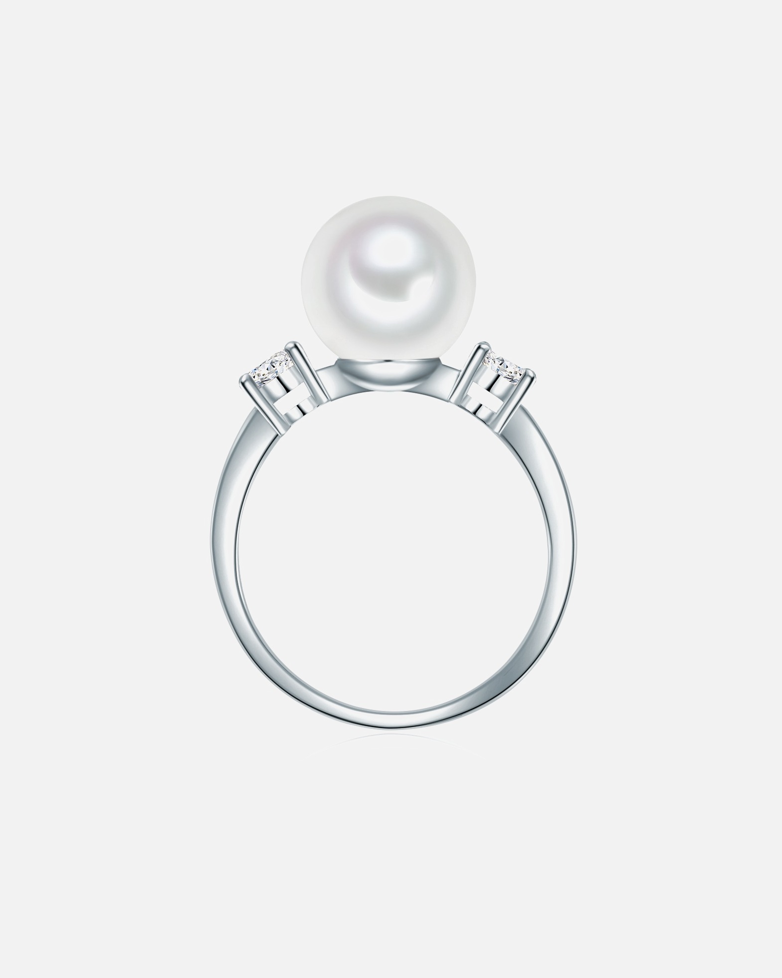 Bague pour Femme Lulu & Jane Bague avec perle Laiton Oxyde de zirconium (CZ) Perles organiques en Argent 56