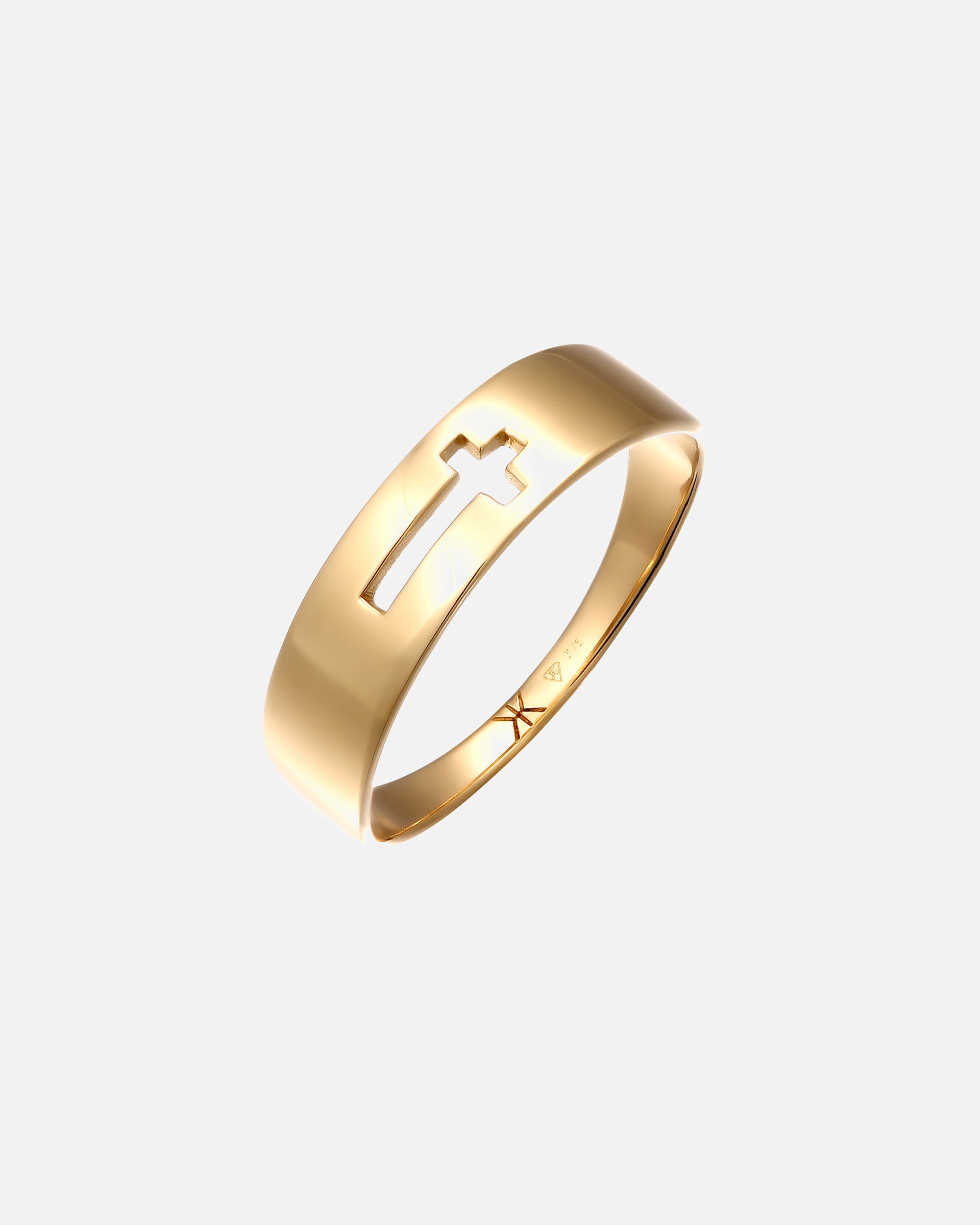 Bague pour Homme KUZZOI Bague argent Croix 375 Or Jaune 66