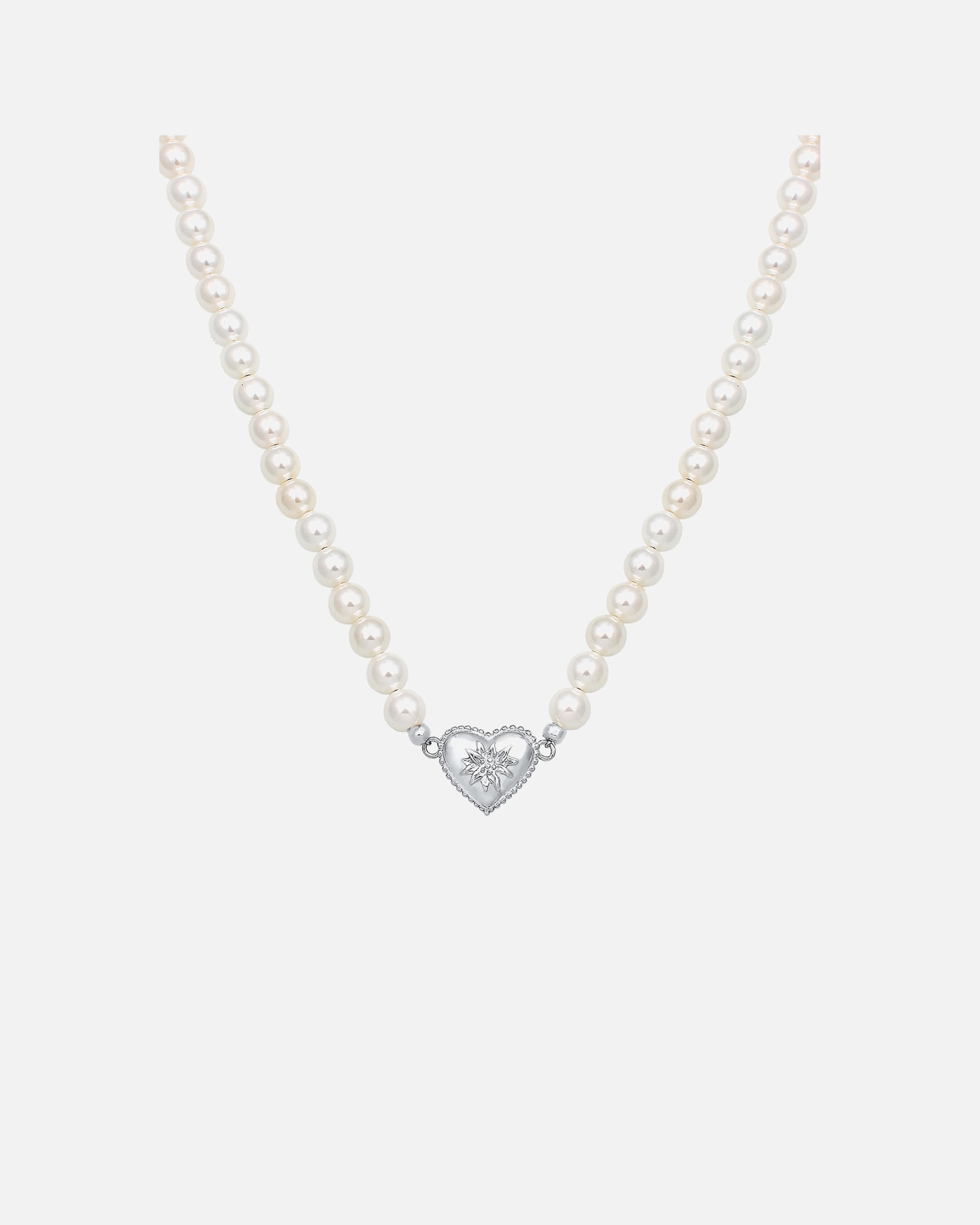 Collier pour Femme Elli Femmes Choker Coeur Edelweiss avec Perles de Coquillage en Argent Sterling 925 silberfarben