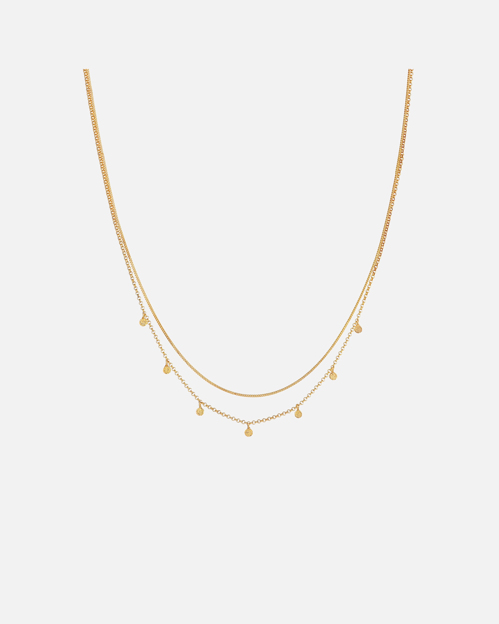 Collier pour Femme Couches Mini Disque Plaquette Martelé Argent 925 goldfarben