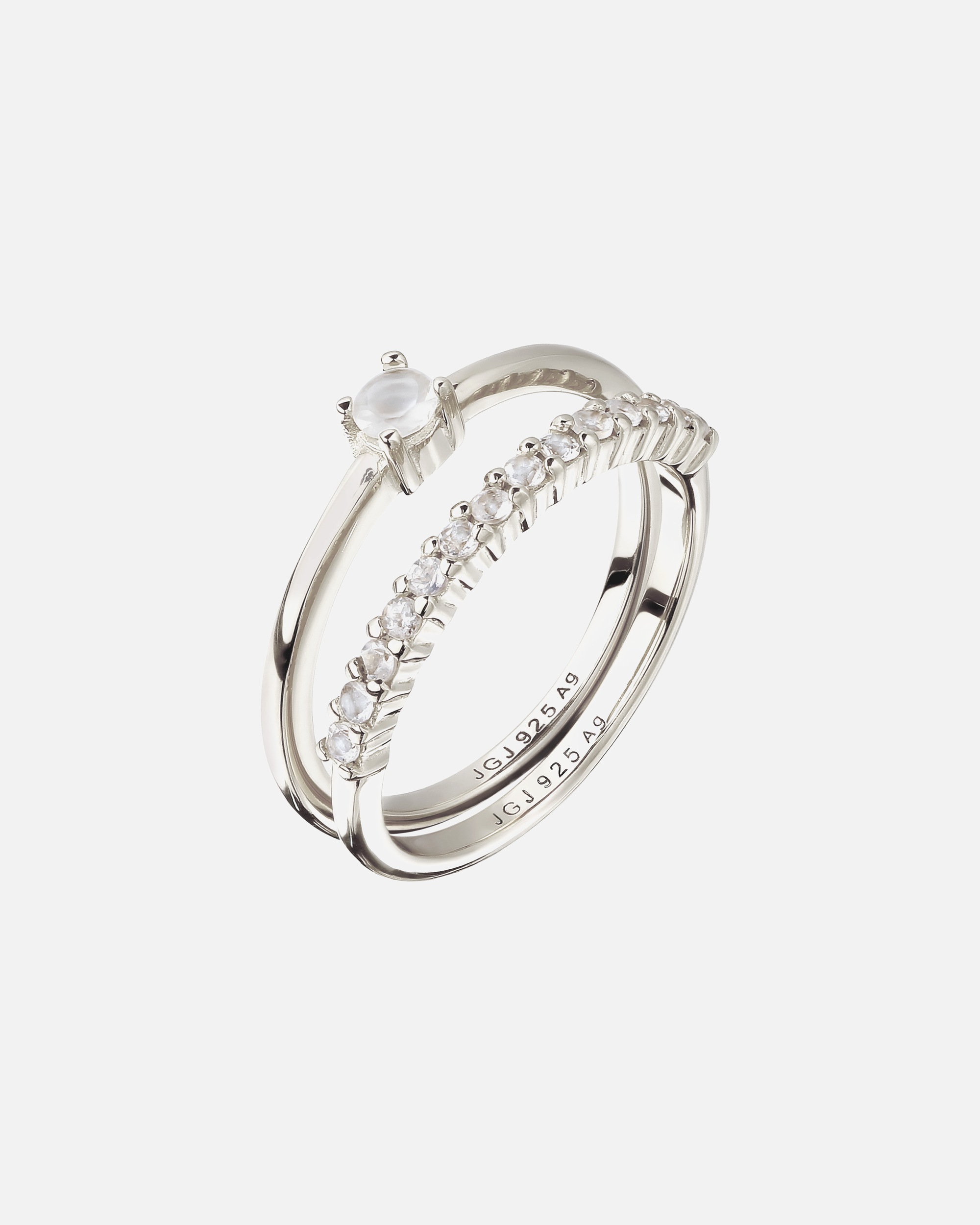 Bague pour Femme Elli PREMIUM Bague avec pierres Moonstone arc-en-ciel 925 Sterling Silver 52