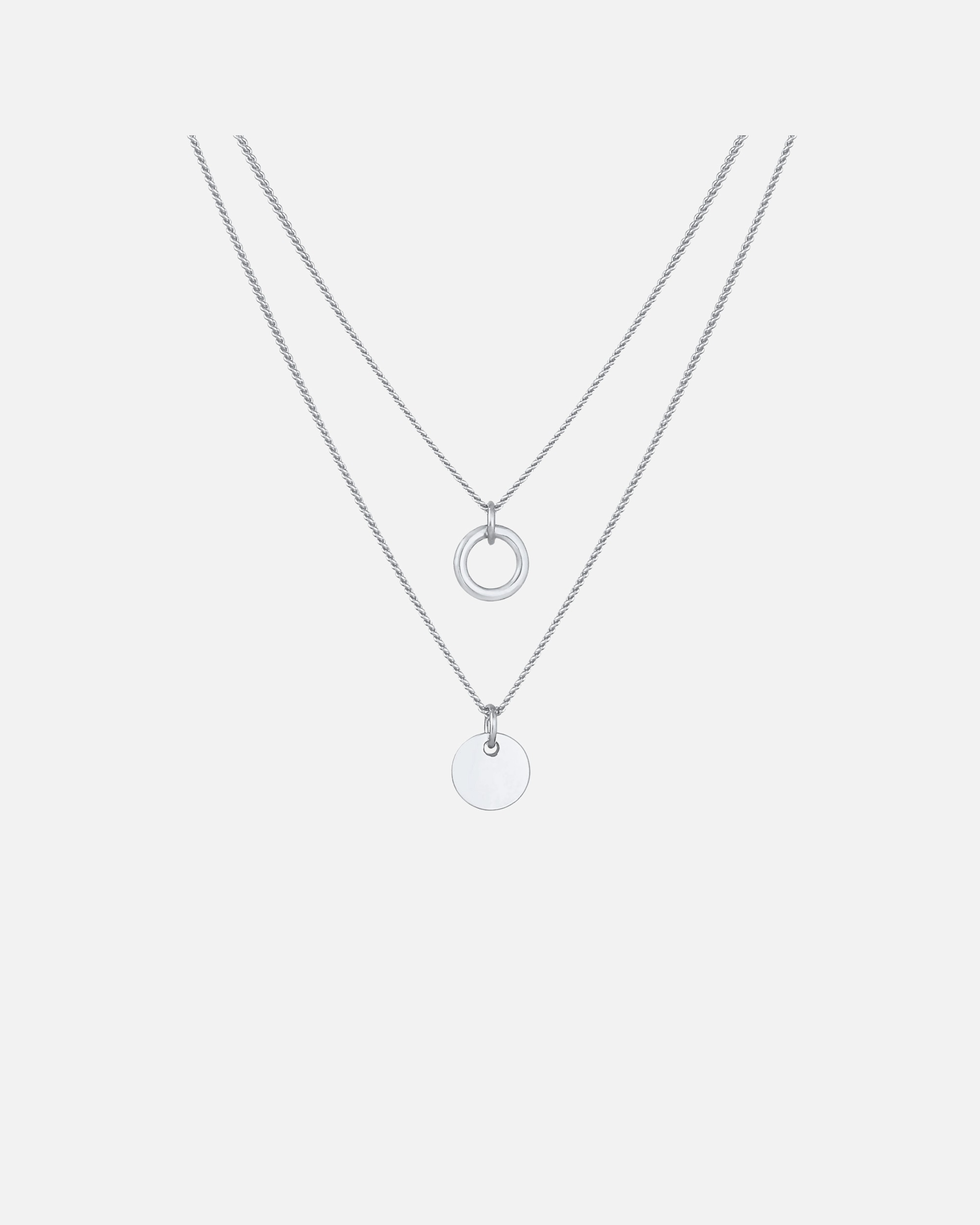Collier pour Femme Elli Femmes Couches Cercle Plaquette Pendentif Basique Tendance en Argent Sterling 925 40