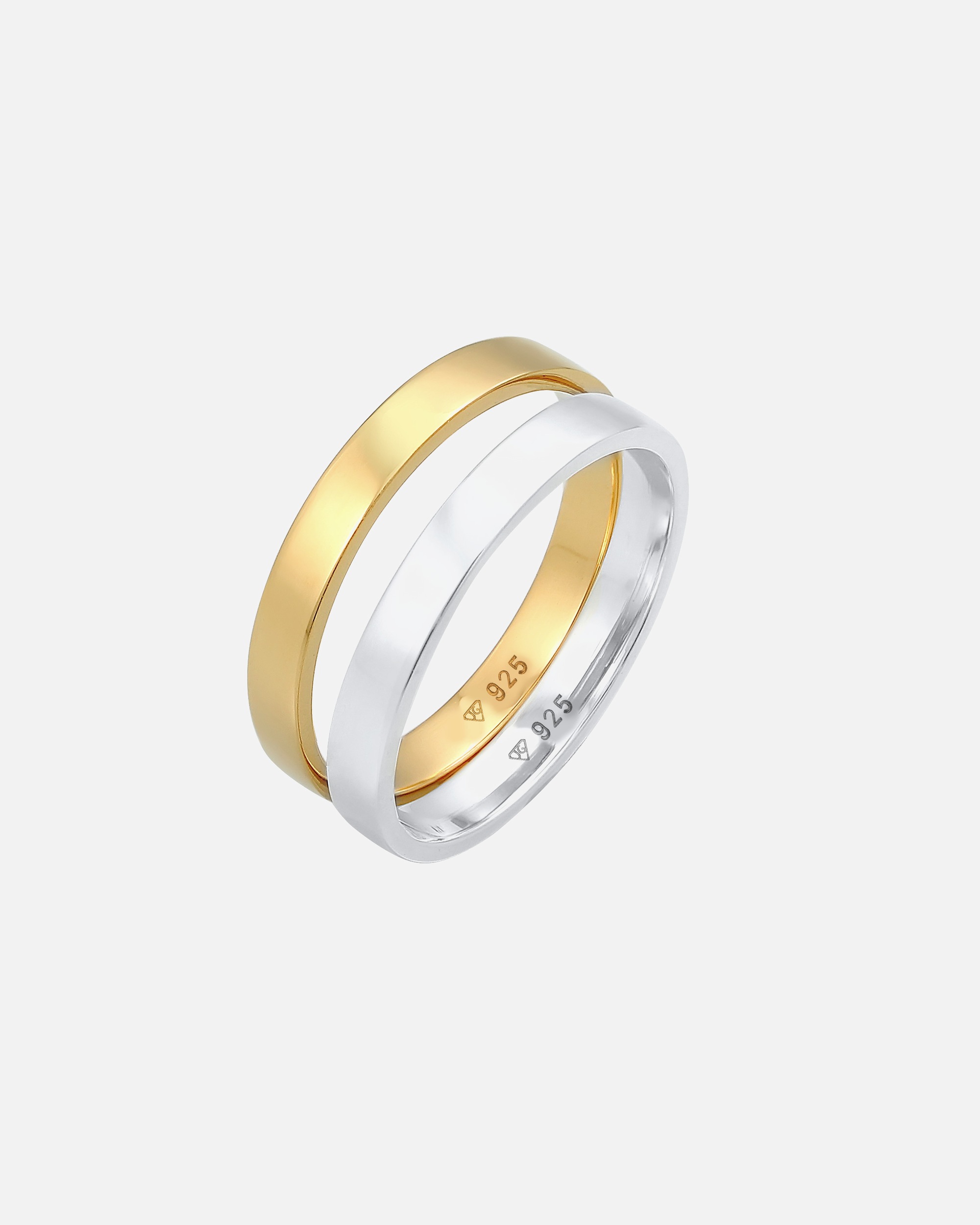 Bague pour Femme Elli Anneau de Ruban Basique Bi-Color 2er Set 925 Silver 56
