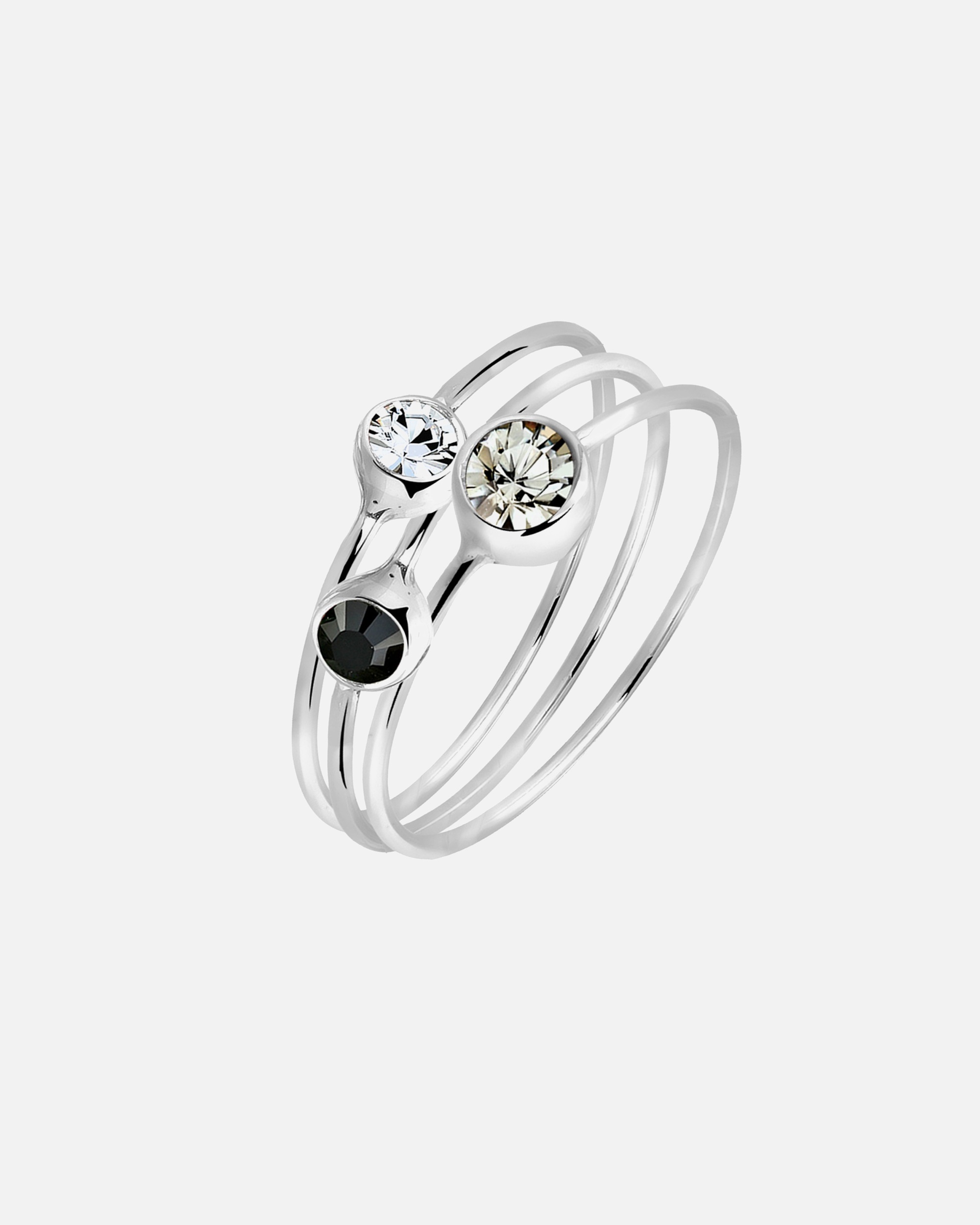 Bague pour Femme Elli Set Empilement Délicat Cristaux Argent 925 46