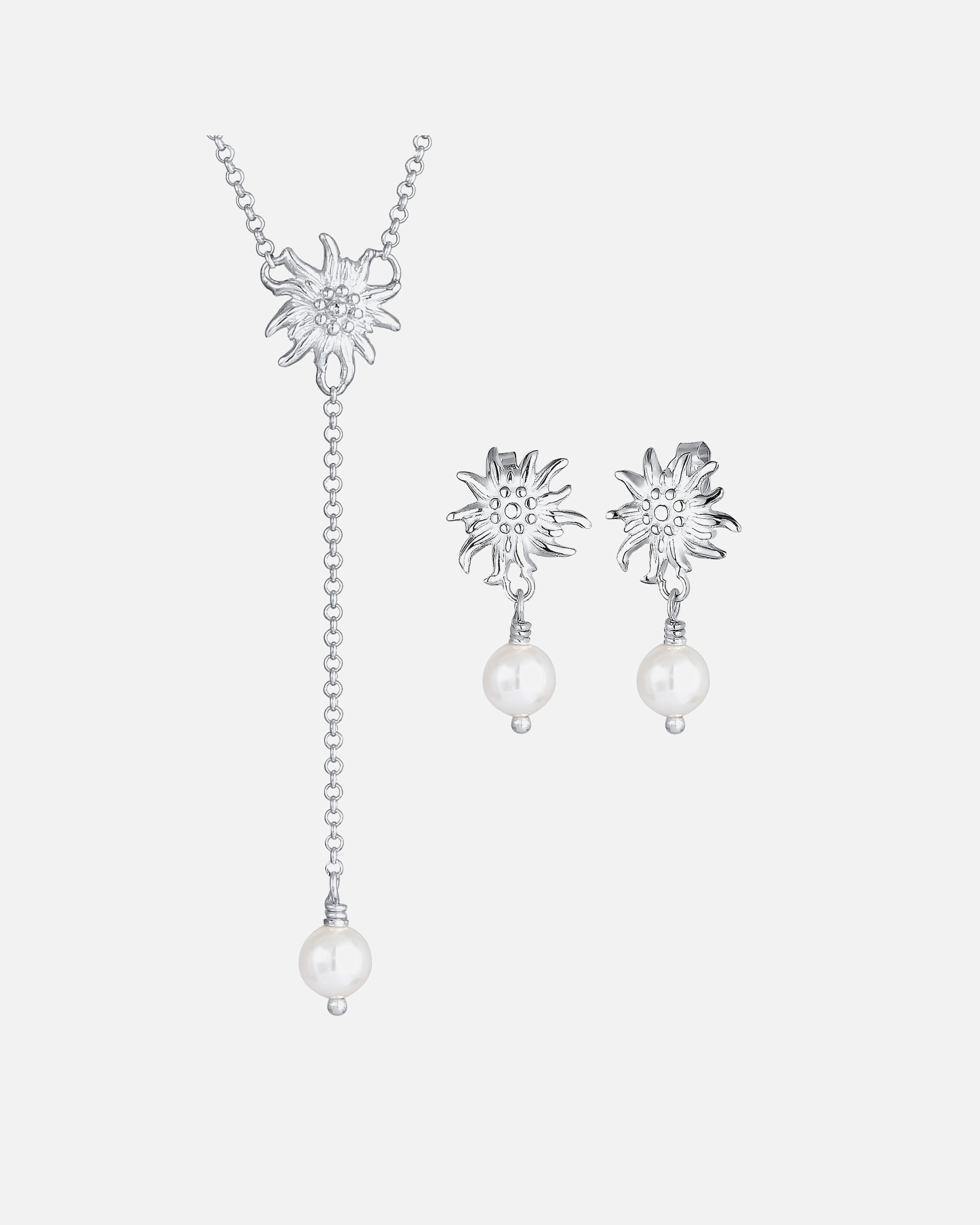 Bijoux pour Femme Elli Femmes Wiesn édelweiss set perle en argent sterling 925 40 cm