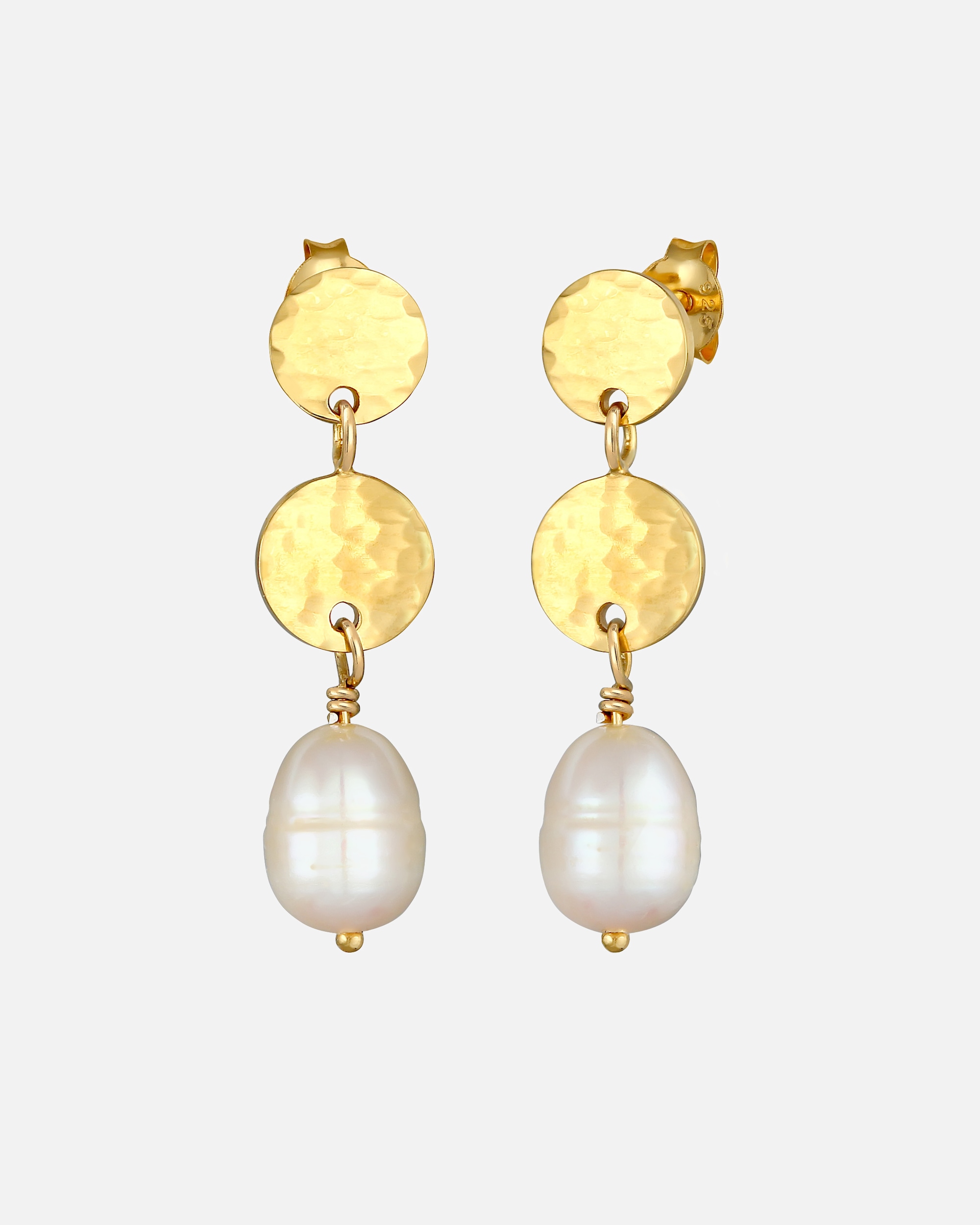 Boucles d'oreilles pour Femme Elli PREMIUM goutte d'eau martelées baroques avec Perles de Culture d'Eau Douce en argent sterling 925 pour femme goldfarben