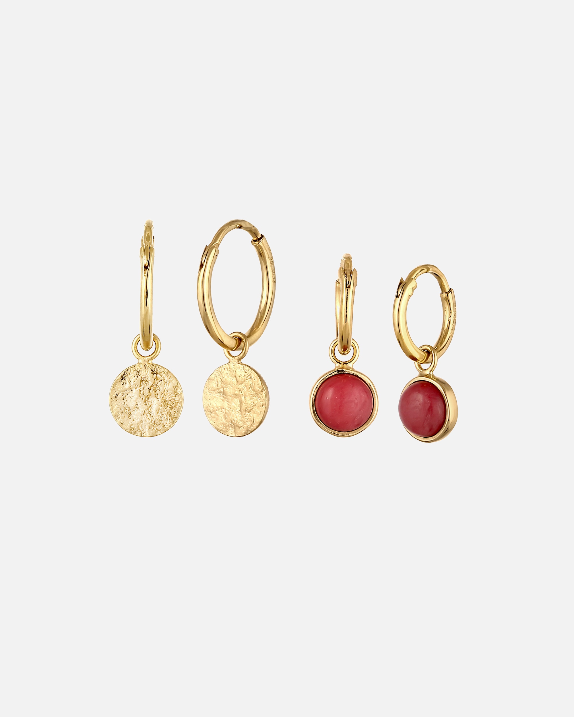 Boucles d'oreilles pour Femme Boucles d'oreilles cercle agate rouge 925 Sterling Silver Gold-plated goldfarben