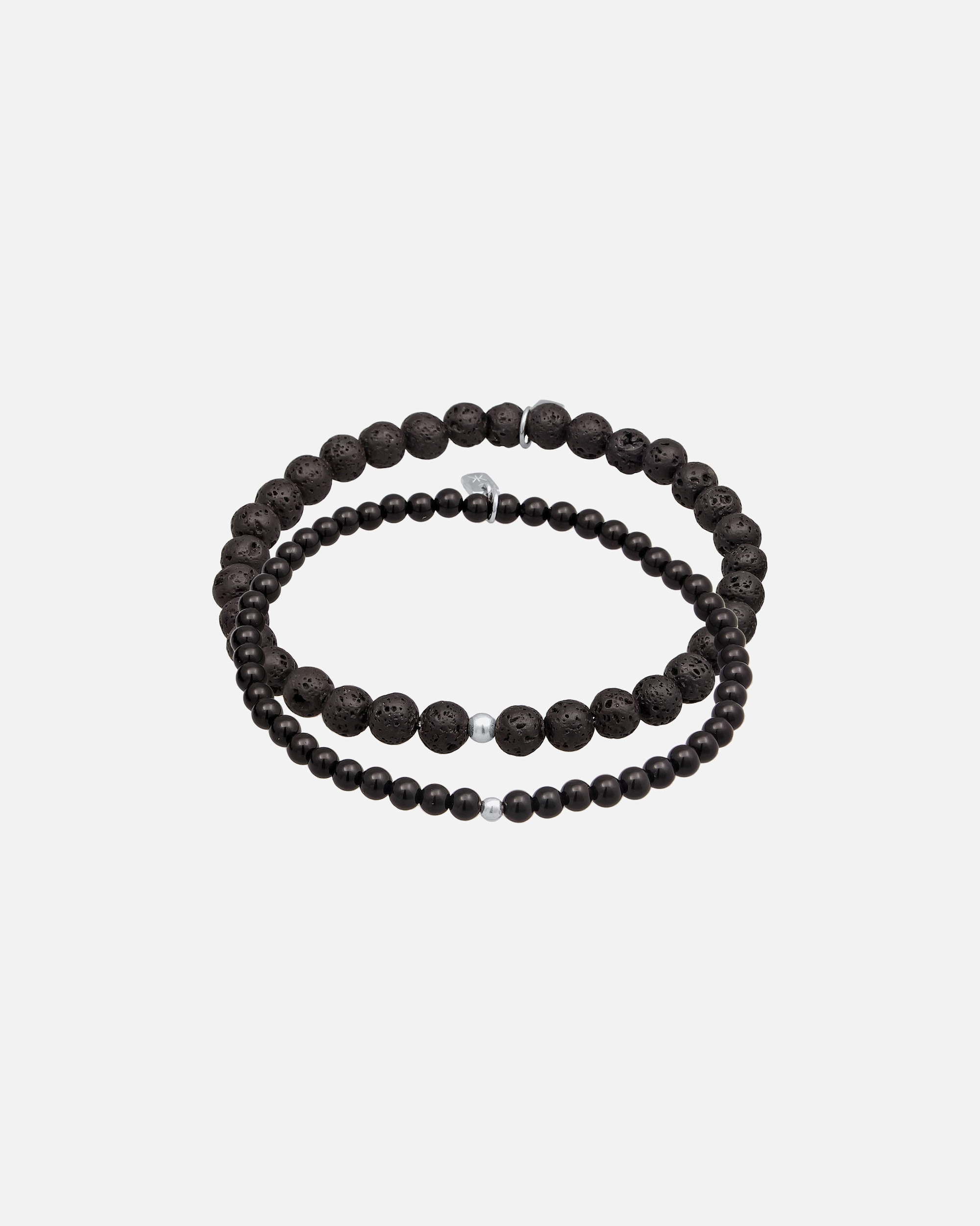 Bracelet pour Homme KUZZOI Lava Onyx Edelstein Perlen Set 925 Silber 21