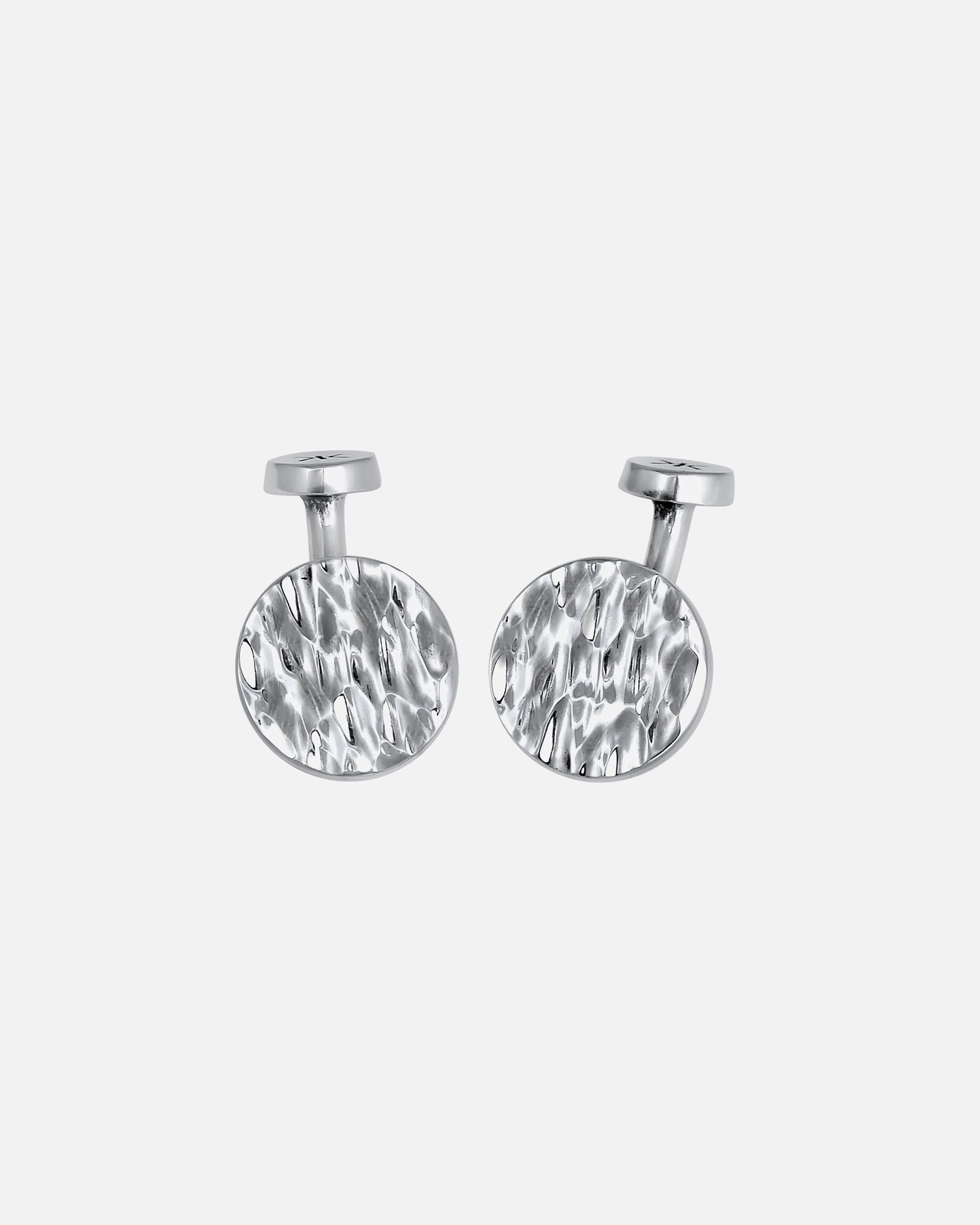 Boutons de manchettes pour Homme Plaquette Ronde Martelée Texture Argent 925 silberfarben