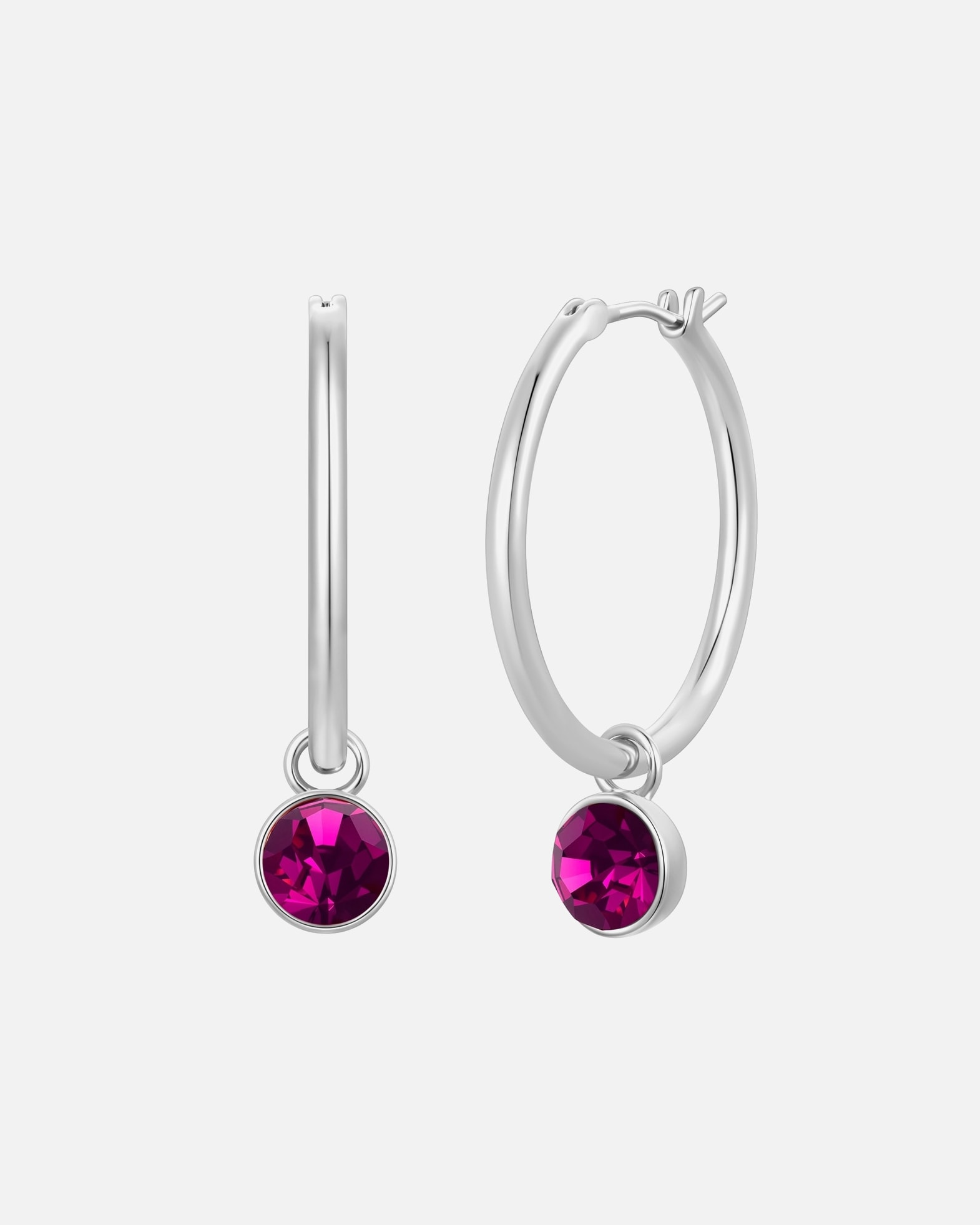 Créoles pour Femme Lulu & Jane Créoles en laiton en Argent avec Cristal 31,5 mm