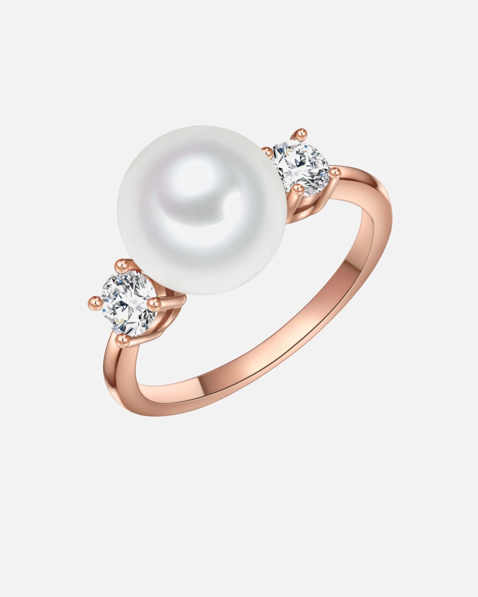 Bague pour Femme Lulu & Jane Bague Laiton Oxyde de zirconium (CZ) Perles organiques en Or rose 56