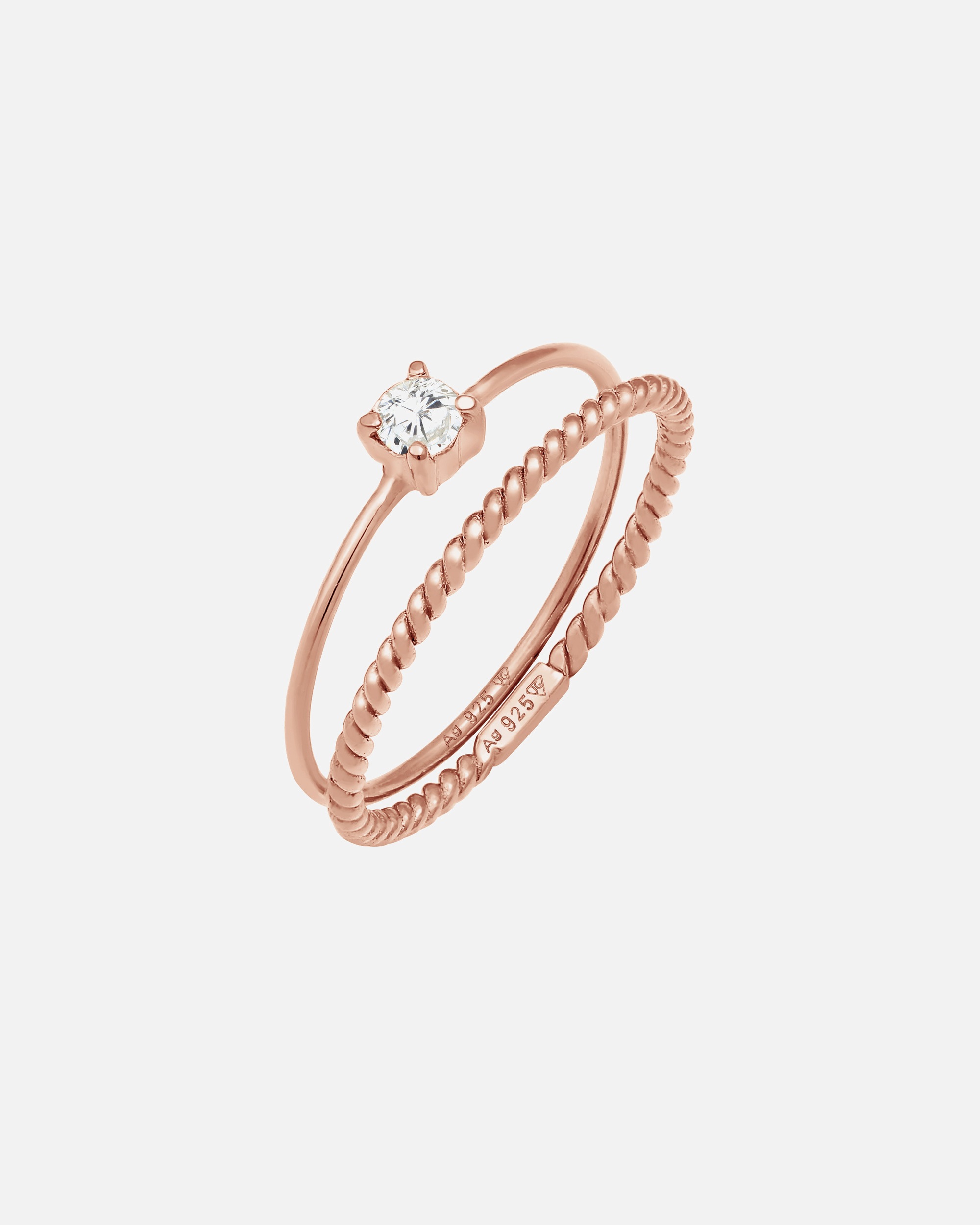 Bague pour Femme Elli Ensemble de bagues pour femmes Blogger Tordu Trend avec pierre de zirconium en argent sterling 925 plaqué or 52