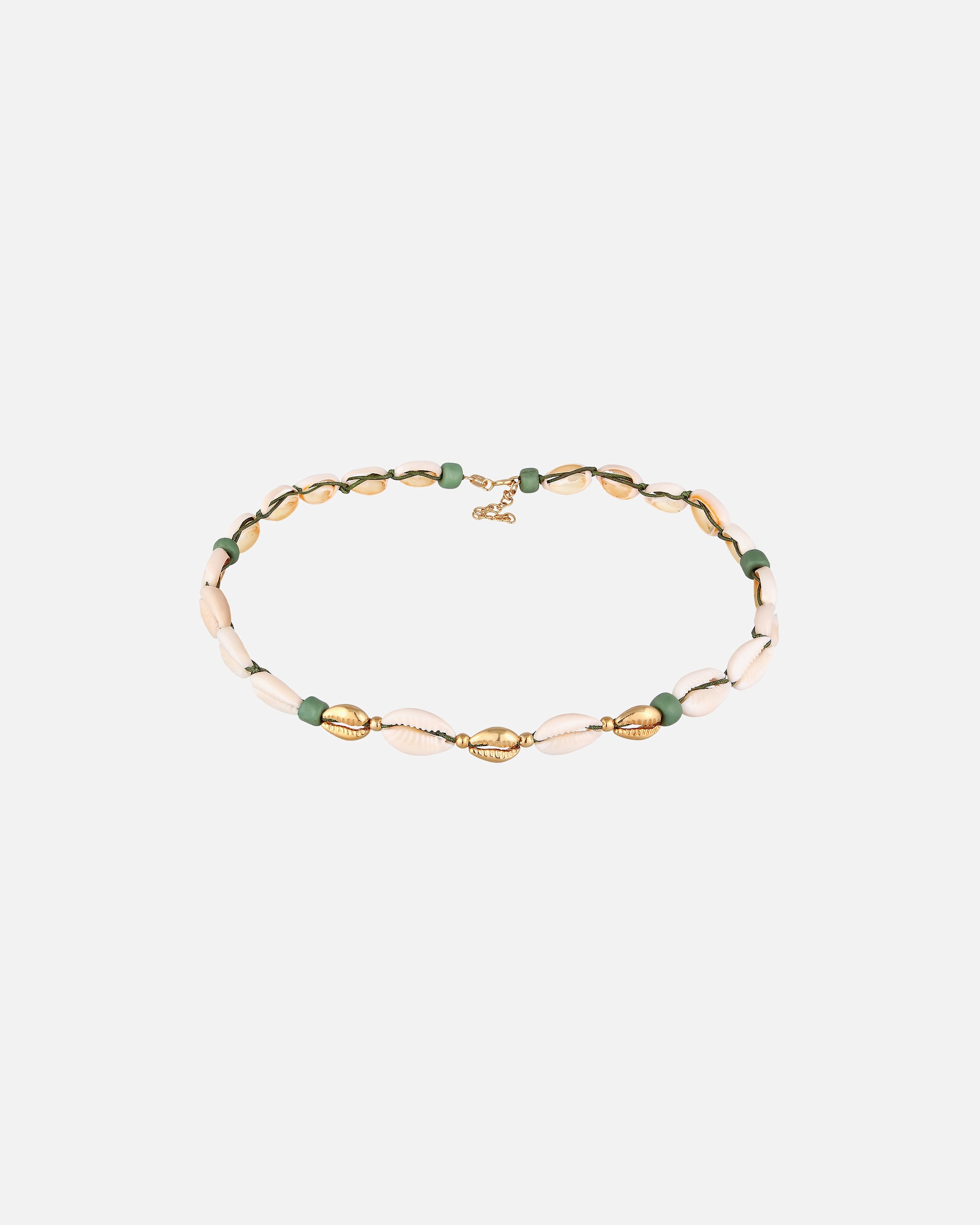 Collier pour Femme Elli Femmes choker verre perles style surfeur avec coquillage cauri en argent sterling 925 goldfarben