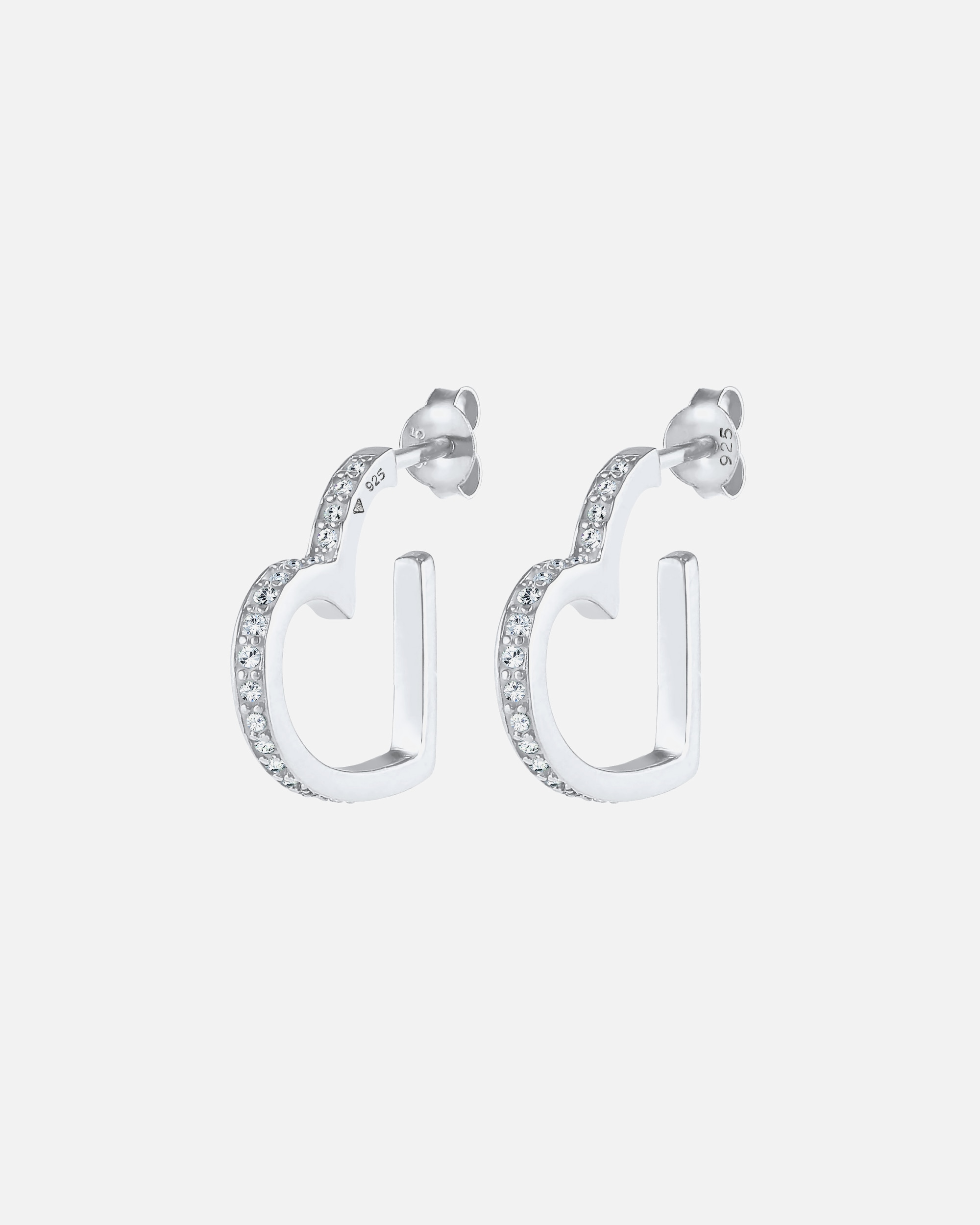 Boucles d'oreilles pour Femme Elli PREMIUM Tendance à l'amour de cœur des femmes créoles avec des cristaux en argent sterling 925 silberfarben