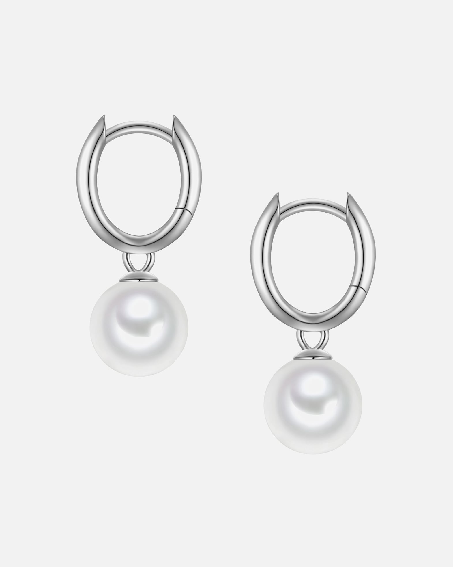 Créoles pour Femme Rafaela Donata Créoles en Argent Sterling en argent avec perle de coquillage 22,1 mm