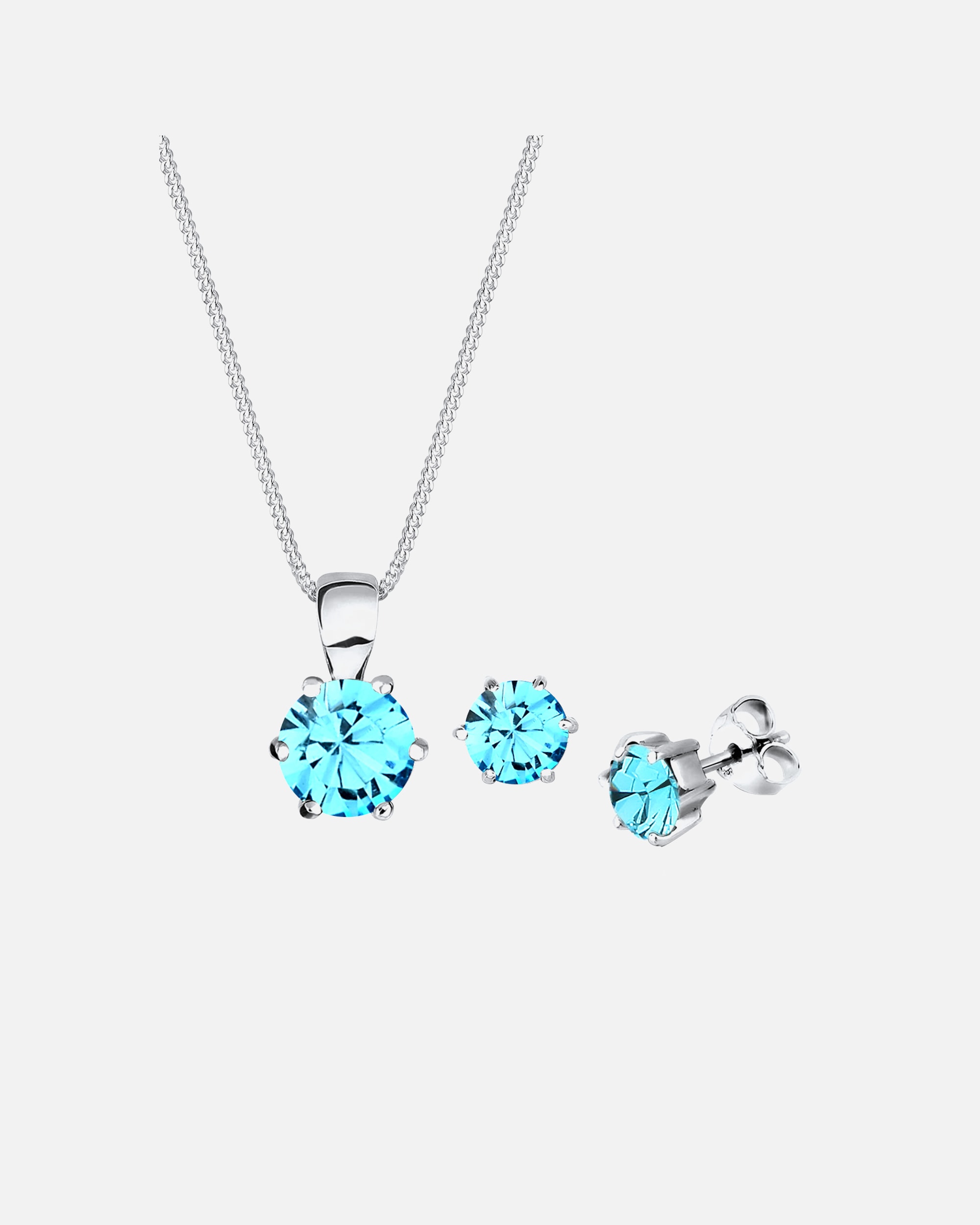 Bijoux pour Femme Elli Femmes Basique avec Cristaux en Argent Sterling 925 Bleu clair