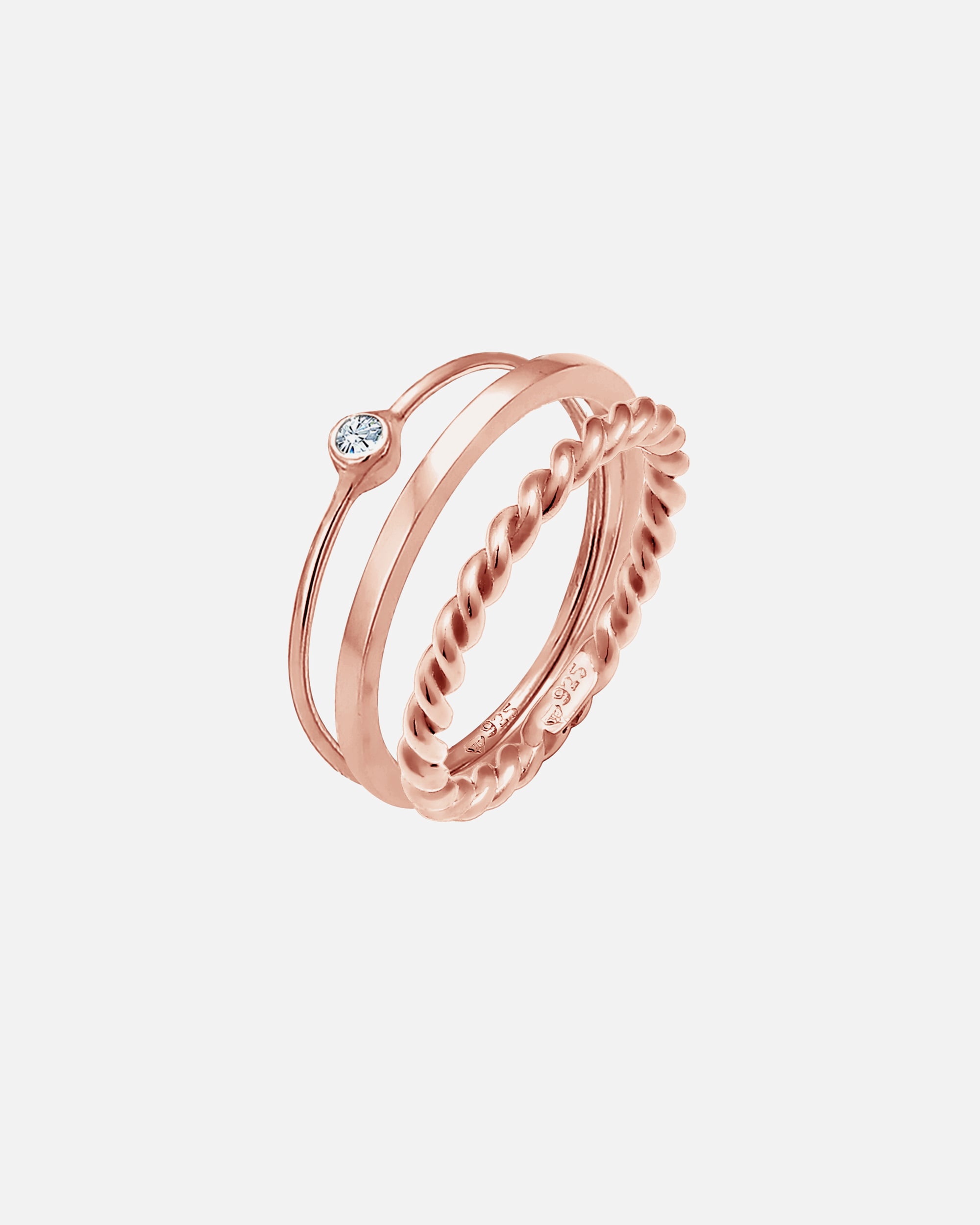 Bague pour Femme Elli Set d'anneaux Cristaux solitaire 925 Argent 54