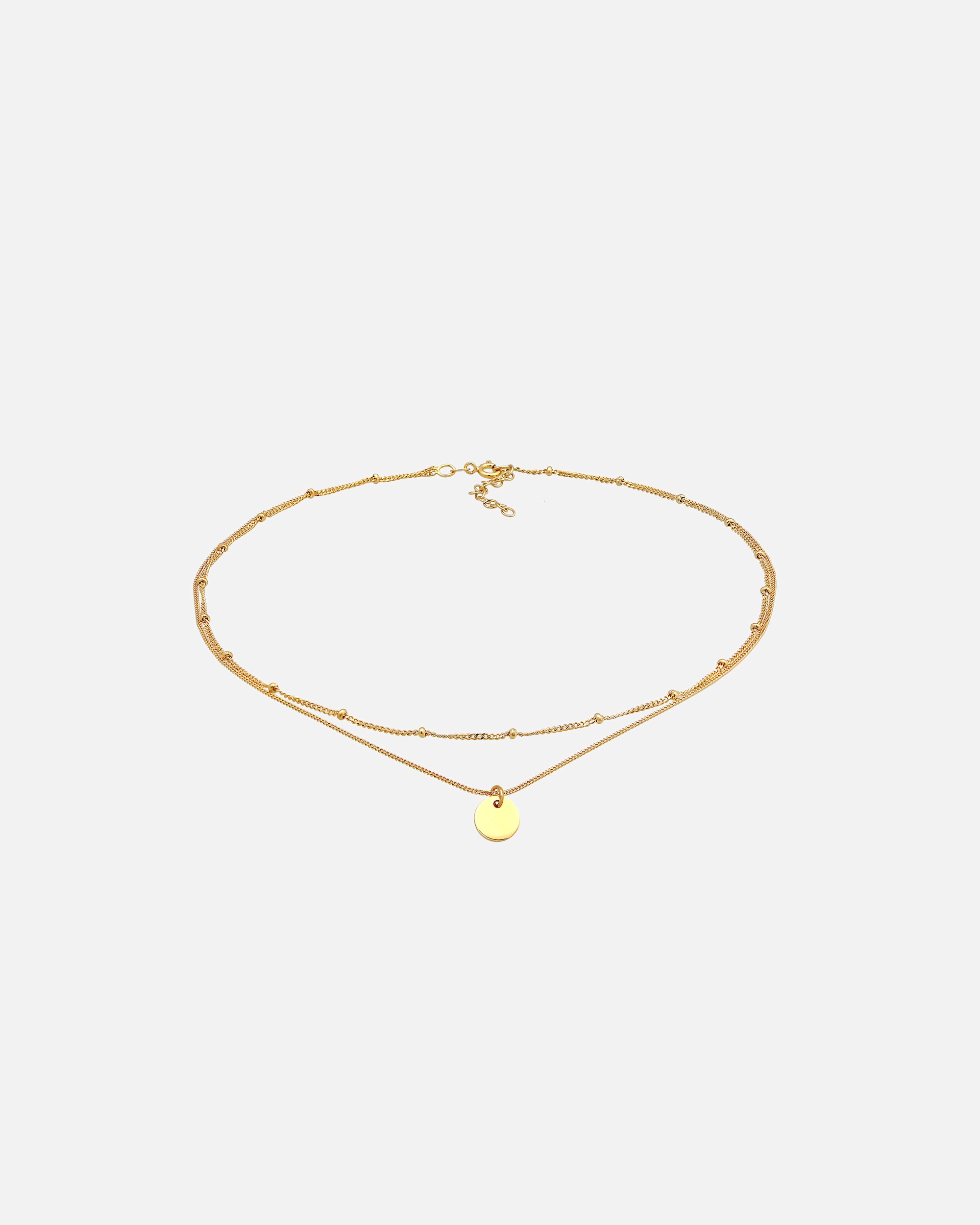 Collier pour Femme Elli Choker Layer Kugelkette Plättchen 925 Silber goldfarben