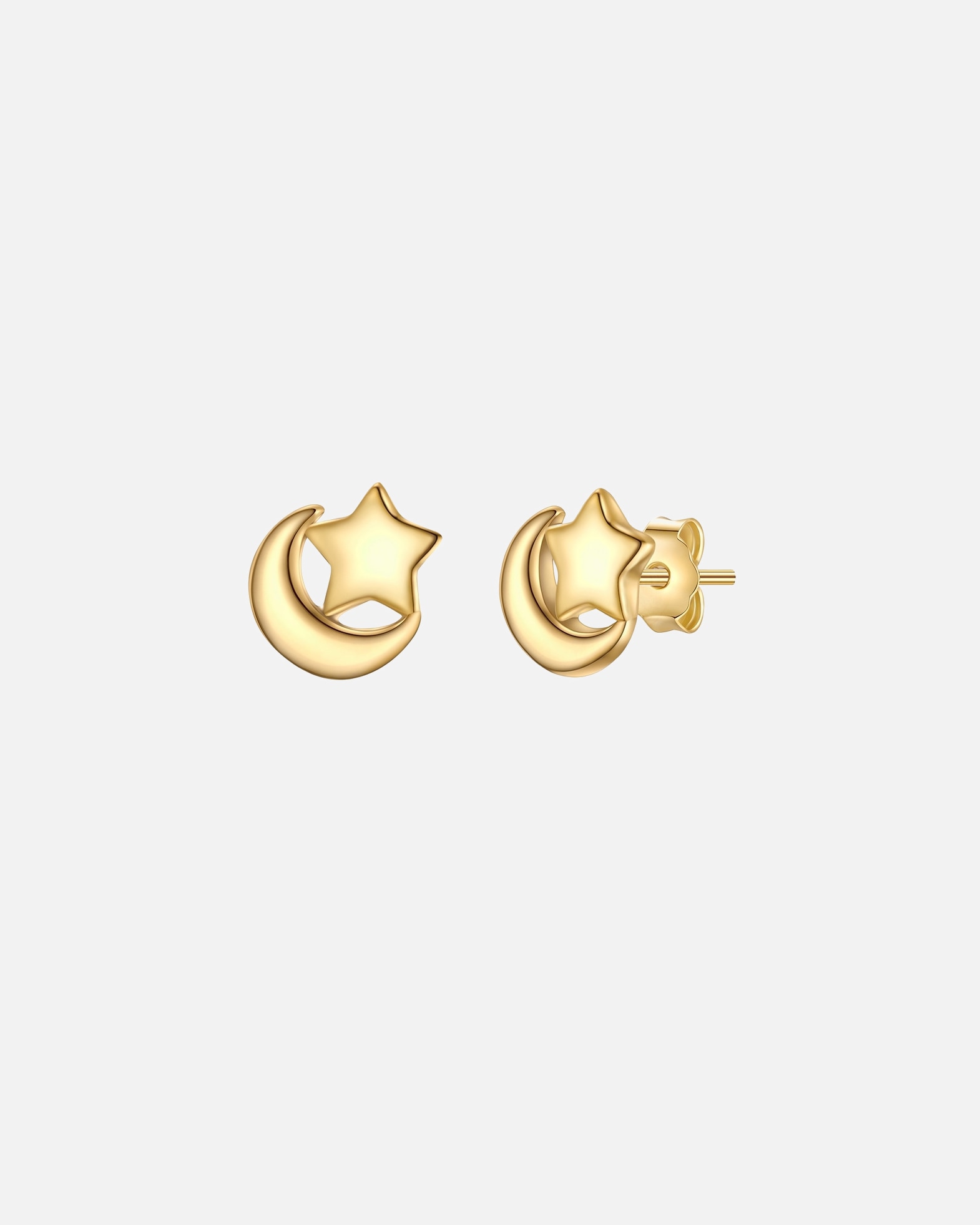 Boucles d'oreilles pour Femme Glanzstücke München Boucles d'oreilles lune/étoile en argent sterling en or jaune 7,2 mm