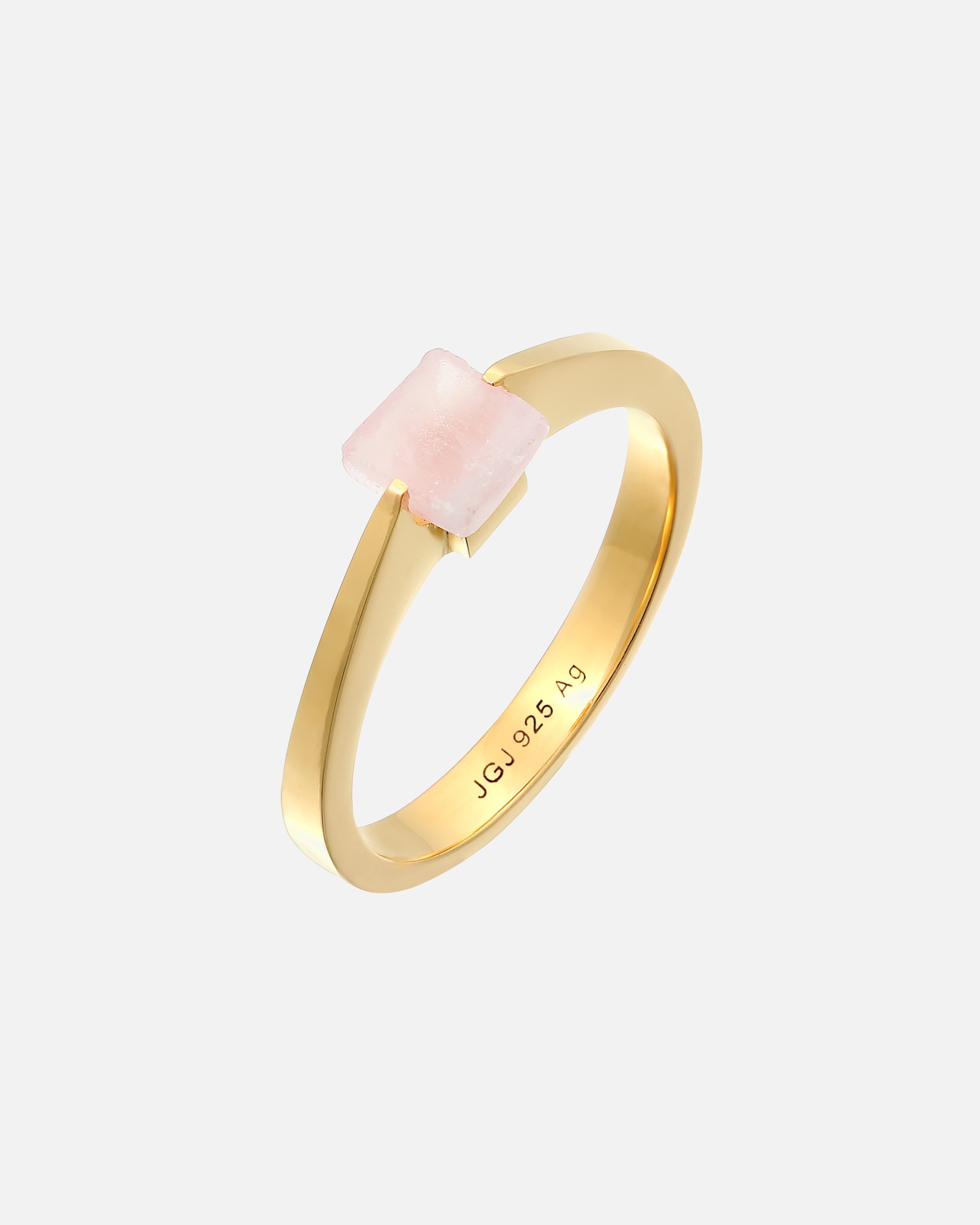 Bague pour Femme Elli PREMIUM Solitaire Rose quartz Pierres précieuses quadrilatère Argent 925 54