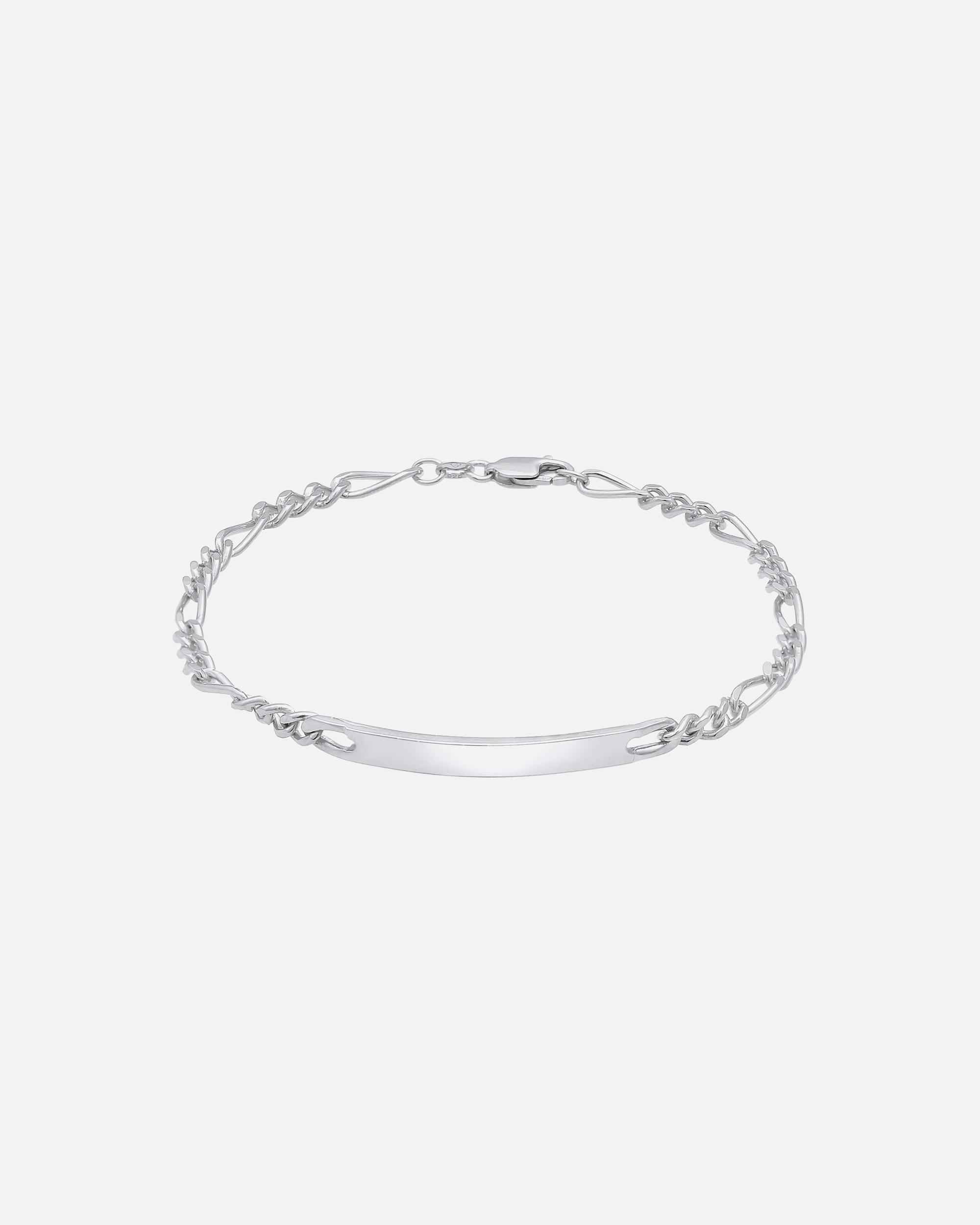 Bracelet pour Homme KUZZOI Plaque d'identité pour homme Figaro Discreet Classic en argent sterling 925 23