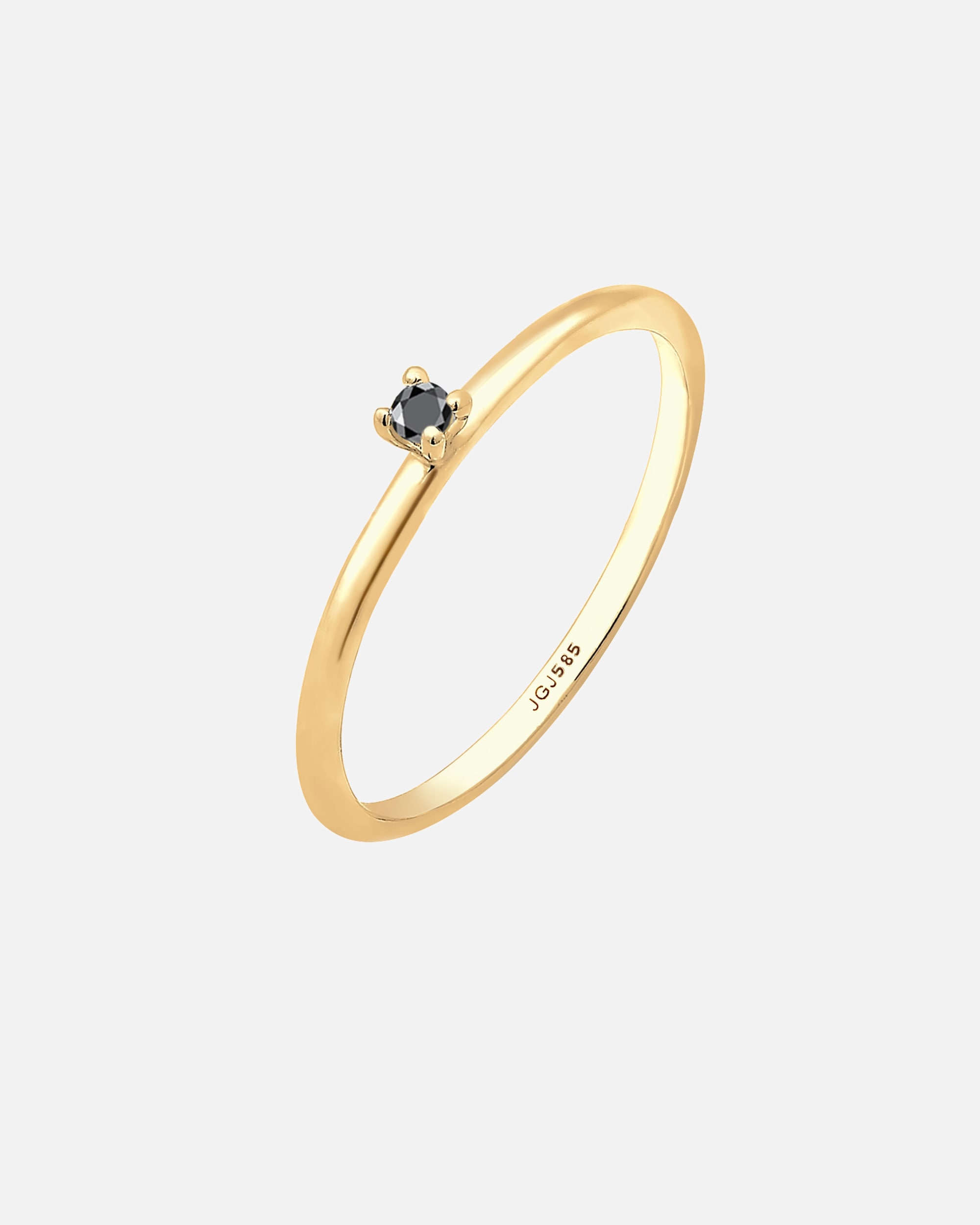 Bague pour Femme Elli DIAMONDS Bague Diamant Noir Brillant (0.003 ct) 585 Or Jaune 56