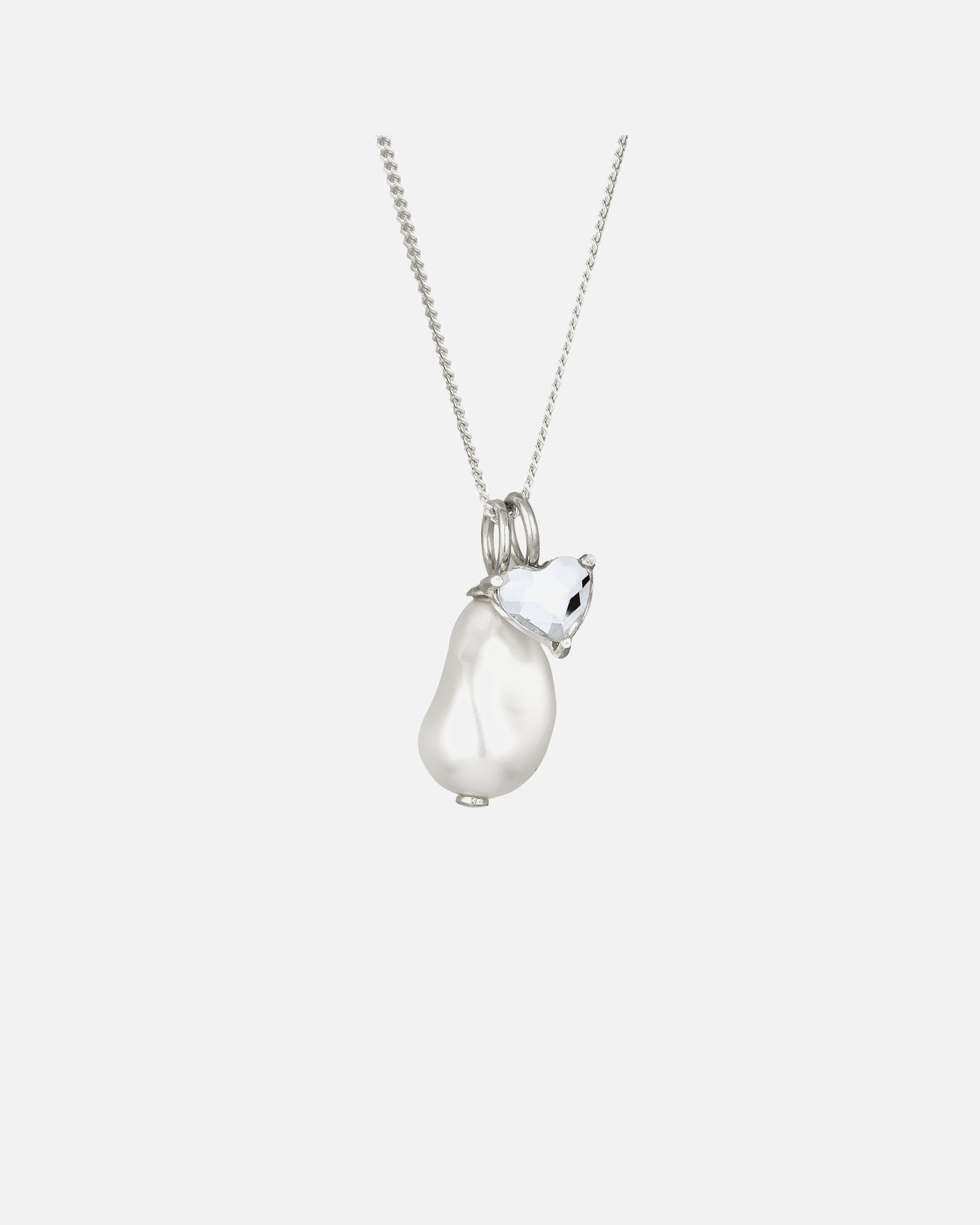 Collier pour Femme Elli Collier court avec perles Coeur Cristaux de verre Perle synthétique Blanc 925 Sterling Silver 45