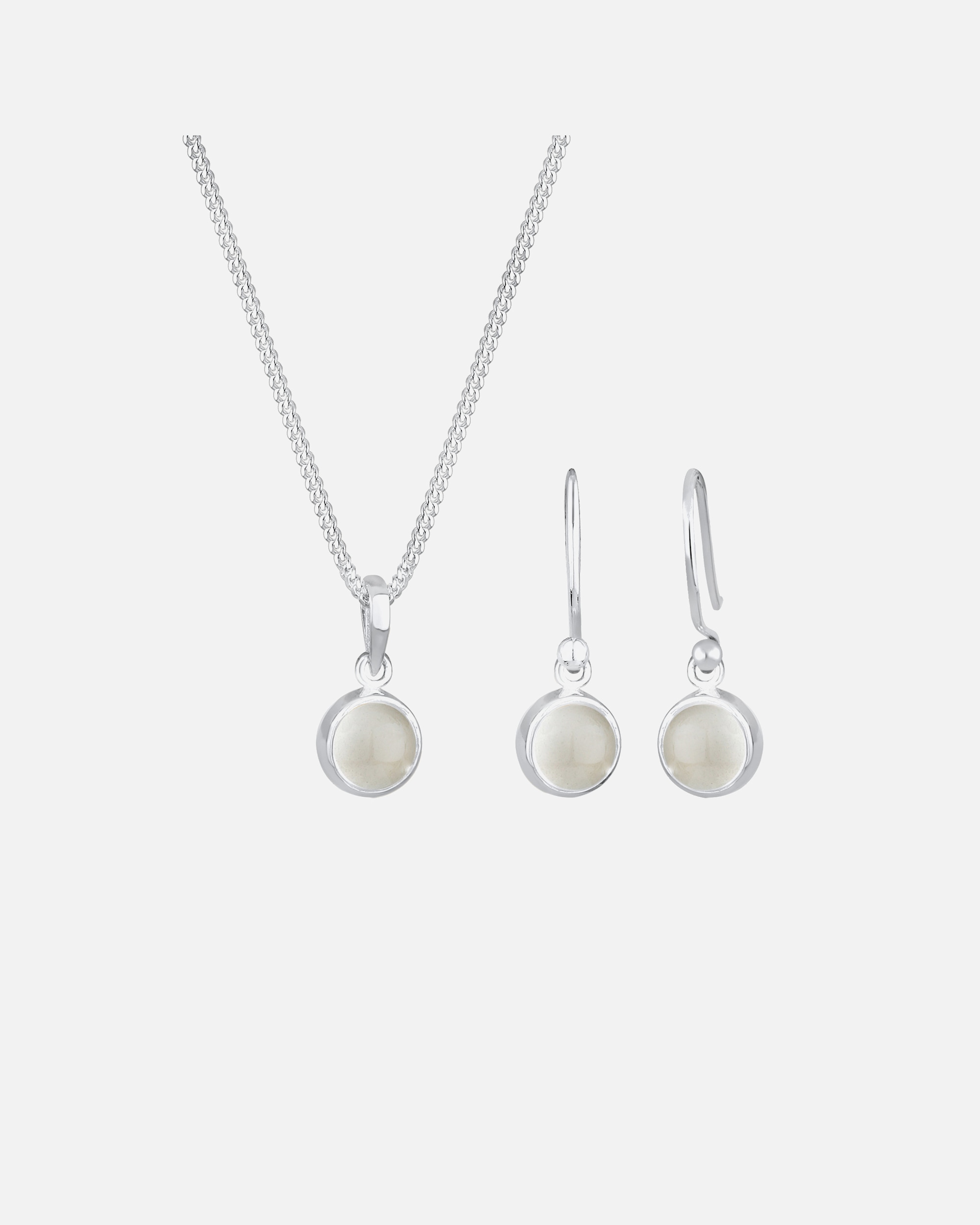 Bijoux pour Femme Elli Femmes pendentif pierre de lune pendentif d'oreilles set en argent sterling 925 plaqué or silberfarben