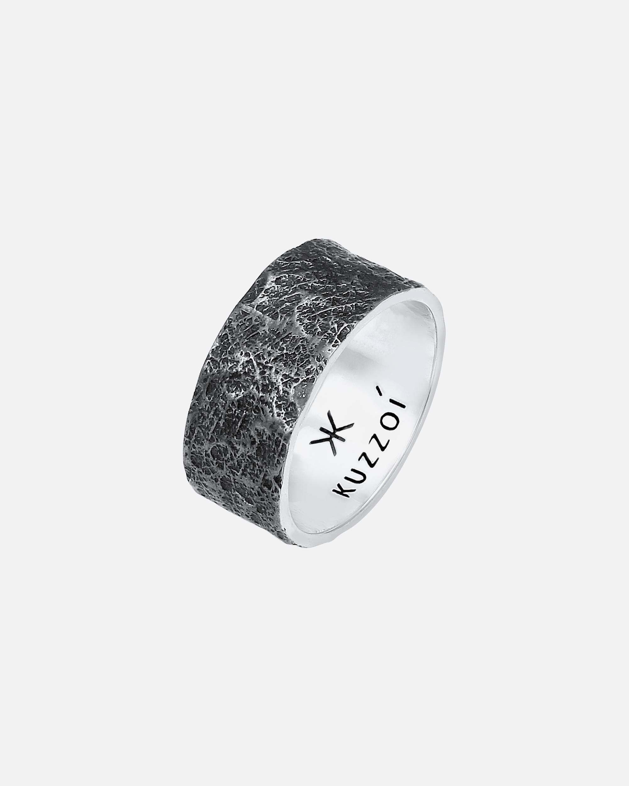 Bague pour Homme KUZZOI Bague en forme de ruban pour Homme, texture Organique, Argent 925 54