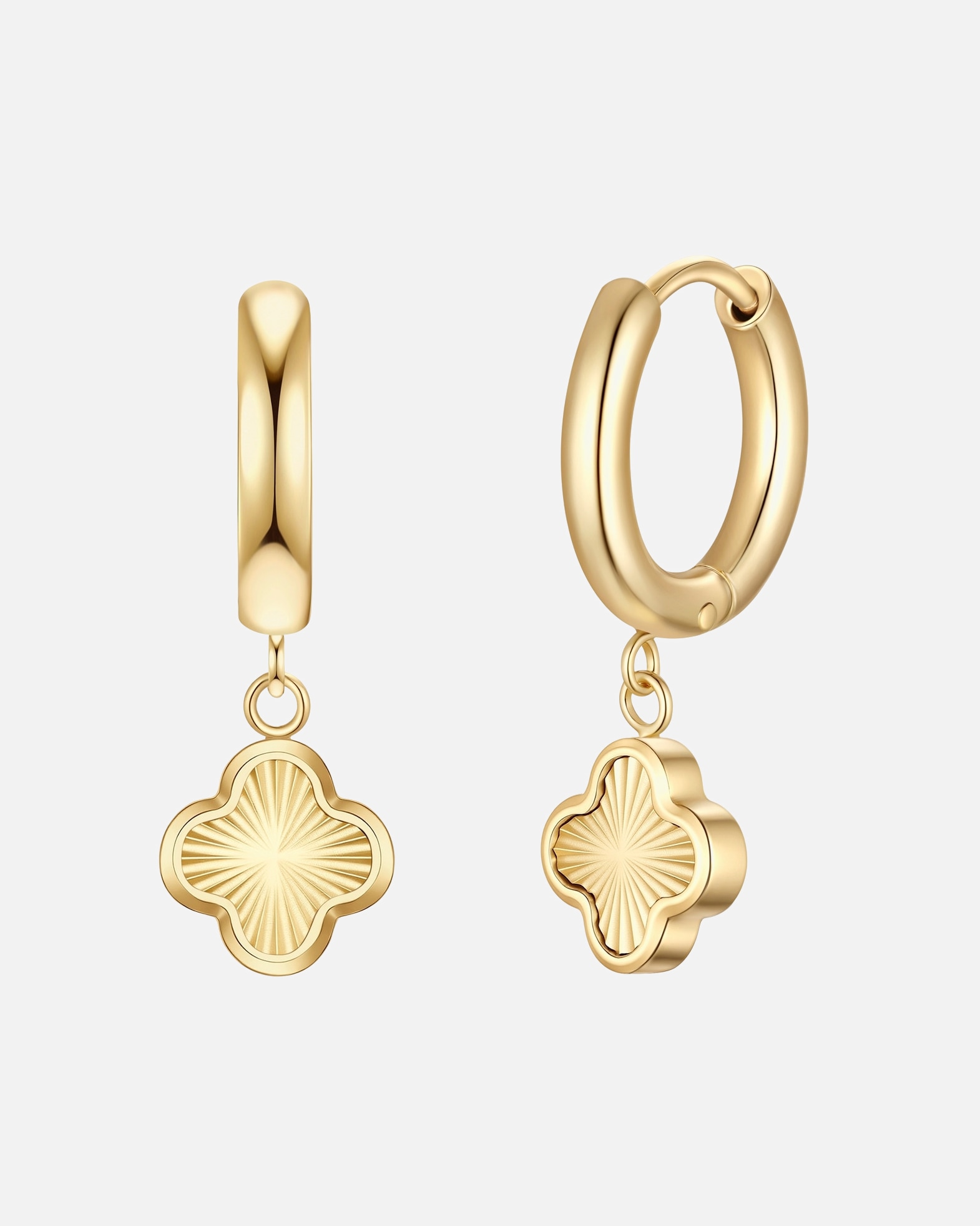 Créoles pour Femme Glanzstücke München Boucles d'oreilles Creolen trèfle en acier inoxydable en or jaune 20,8 mm