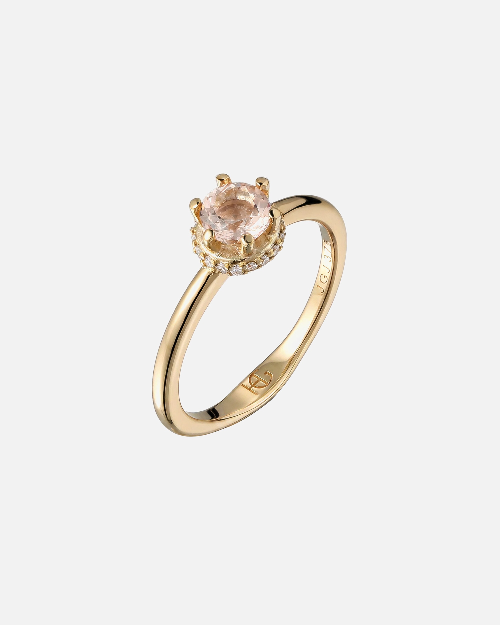 Bague pour Femme Haze & Glory Default Brand Line Bague Morganite Pêche Brillant (0.09 ct) 375 Or Jaune 56