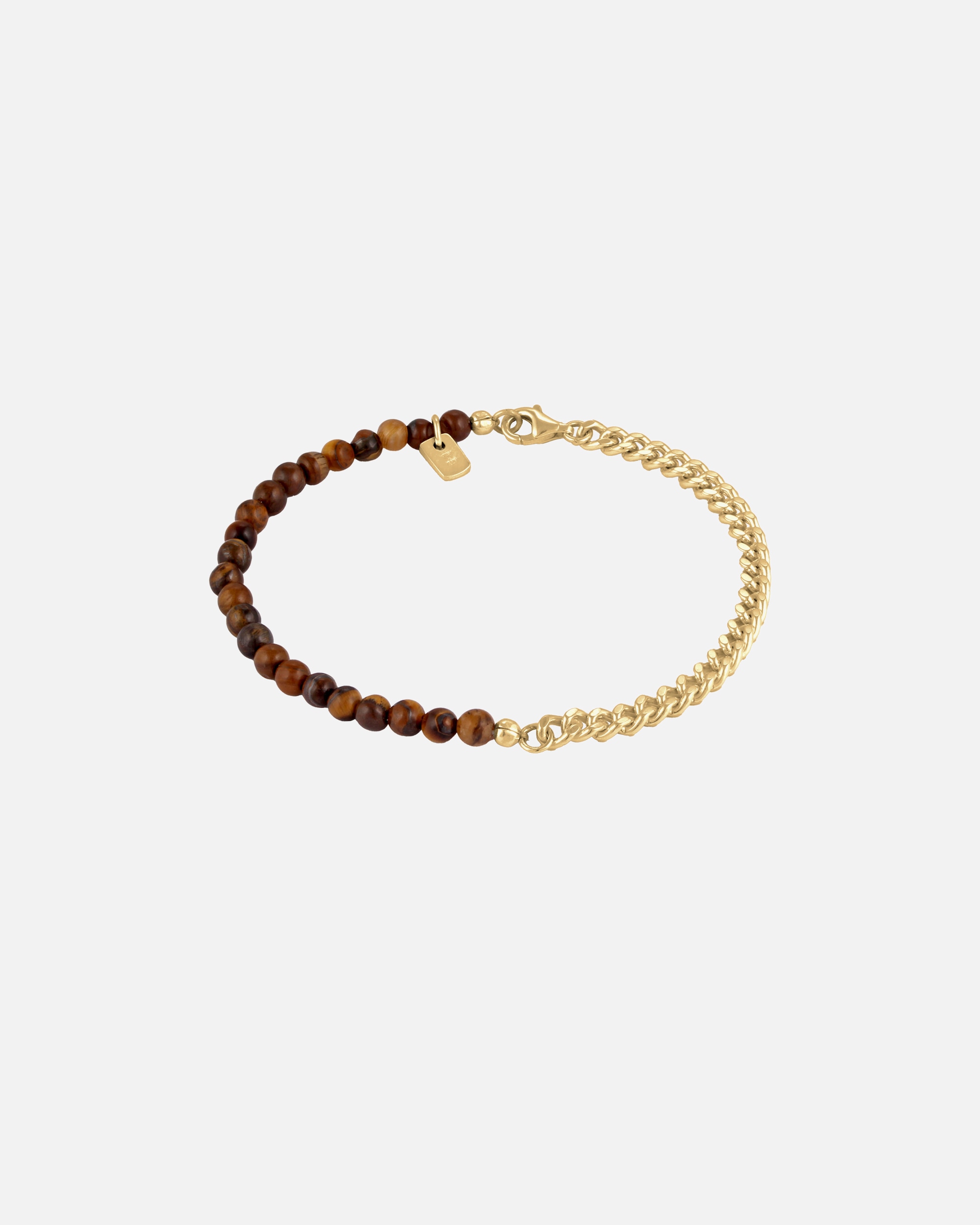 Bracelet pour Homme KUZZOI Bracelet beads Tigers Eye Marron 925 Sterling Silver 21