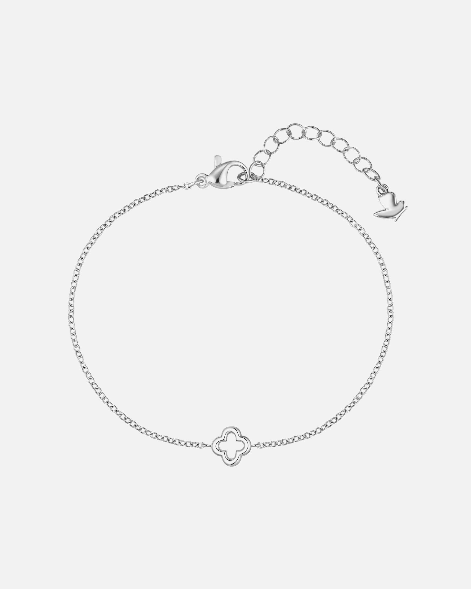 Bracelet pour Femme Glanzstücke München Bracelet Trèfle en acier inoxydable en argent Longueur de base 17,0 + rallonge 3,0 cm