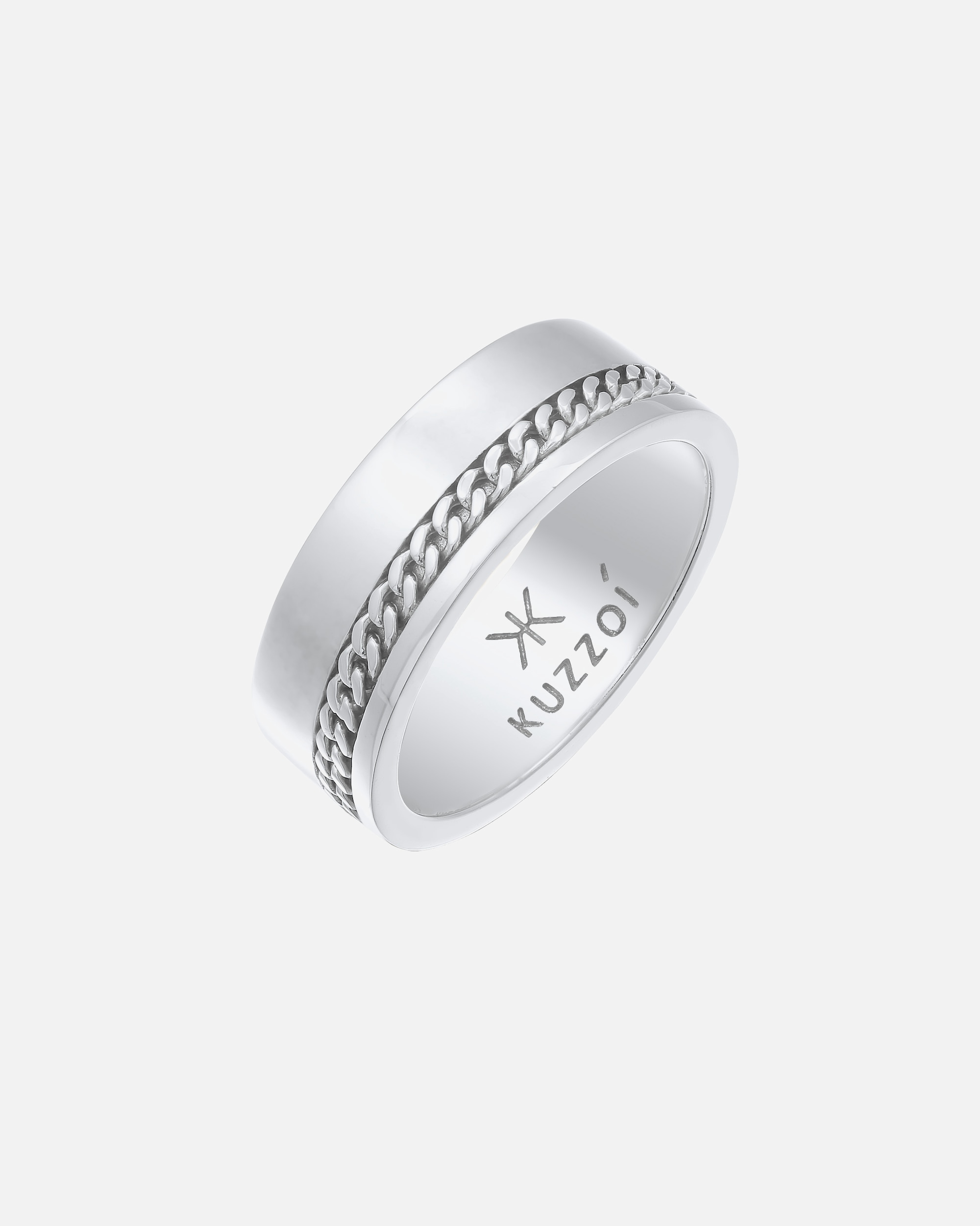 Bague pour Homme KUZZOI Herren Bandring Chunky Chain 925 Silber 60