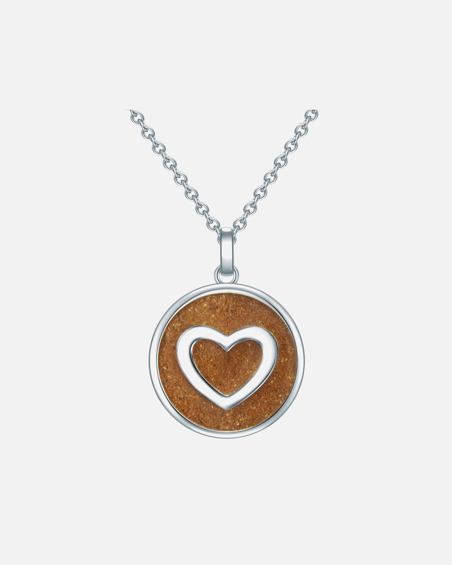 Collier pour Femme Strandglück Collier en argent Coeur Argent sterling Sable en Argent Chaîne de base 45,0 cm + 5,0 cm extensio