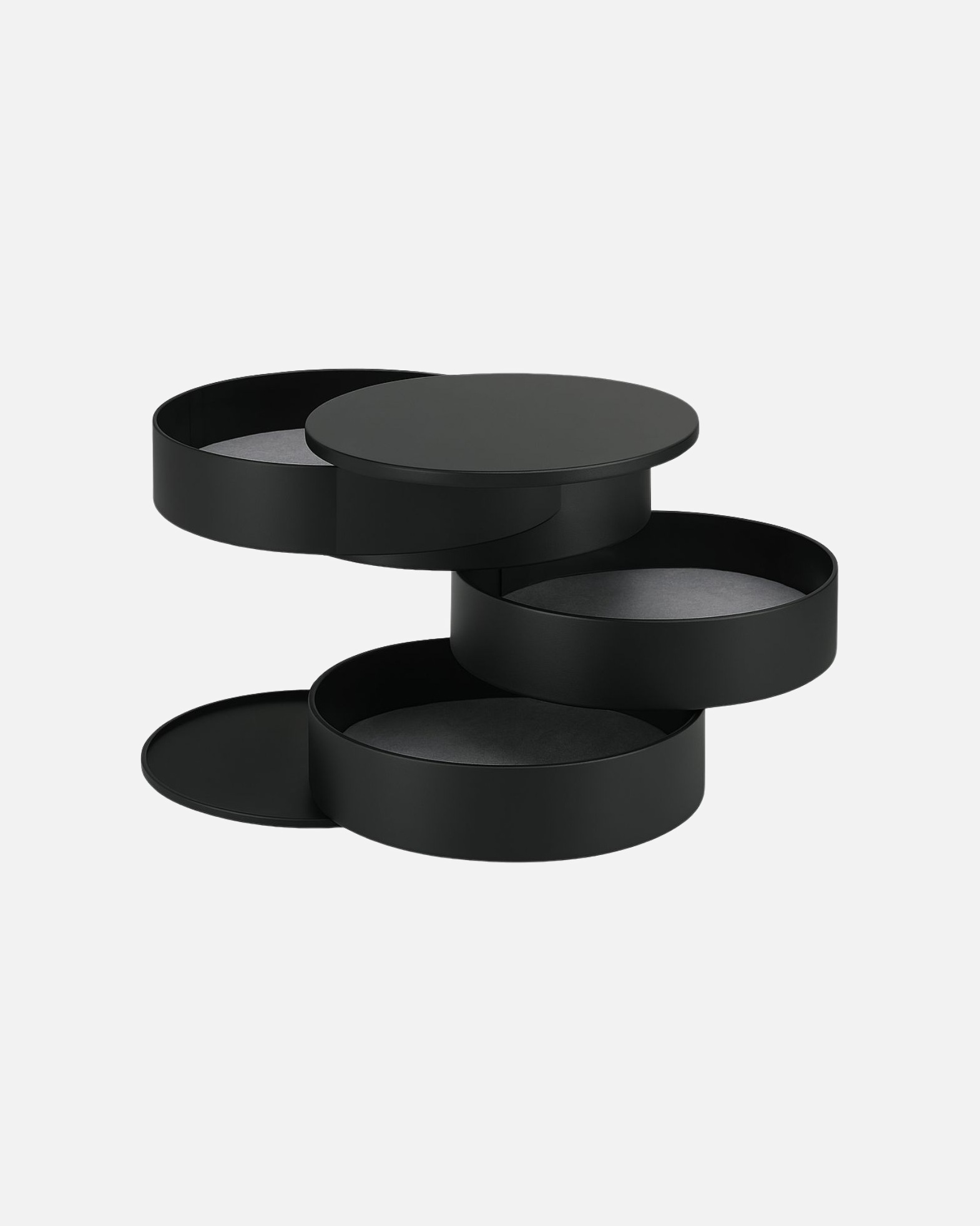 Trousse pour Unisexe UNIQ UNIQ Boîte à Bijoux Rotative Ronde avec 4 Compartiments - Noir UNIQ Boîte à Bijoux Rotative Ronde avec 4 Compartiments - Noir