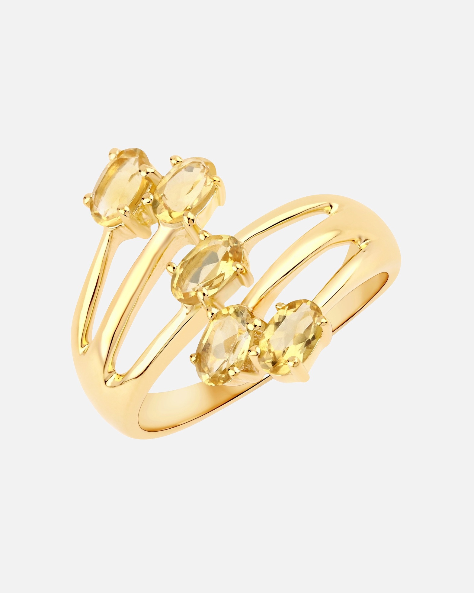 Bague pour Femme Rafaela Donata Bague Argent sterling Citrine en Or jaune 54