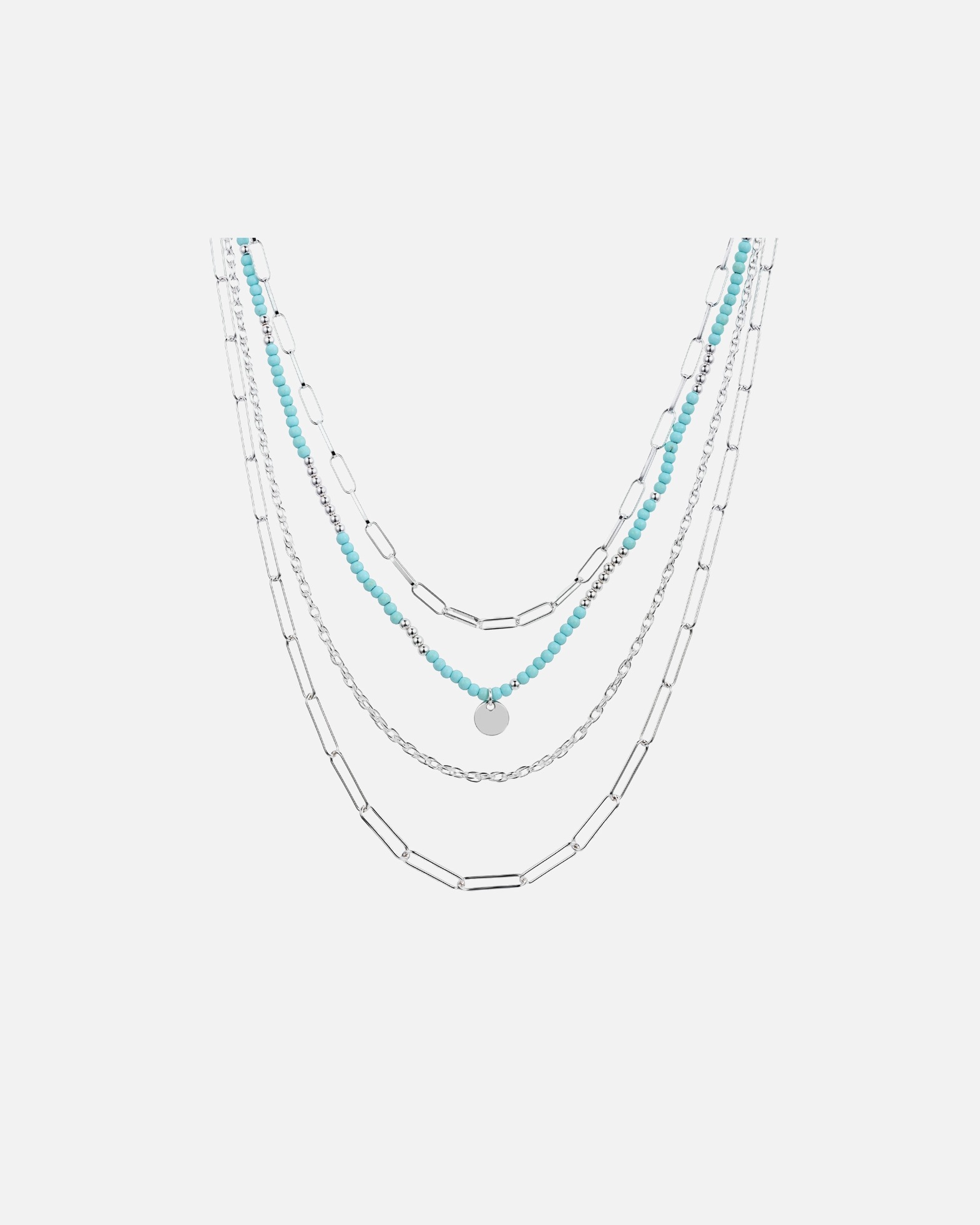 Collier pour Femme Yokoamii Collier en alliage métallique en argent avec pierre naturelle Chaîne de base 43,0/46,0/53,0/60,0 cm +