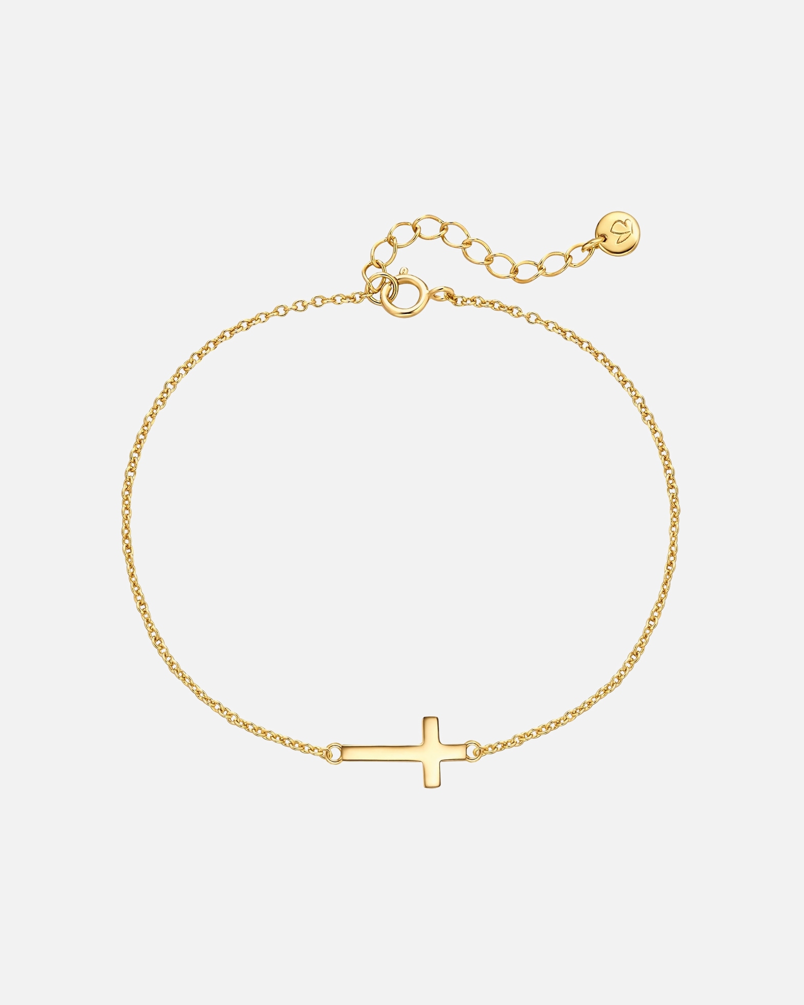 Bracelet pour Femme Glanzstücke München Bracelet Croix en Argent Sterling en or jaune Longueur de base 17,0 + rallonge 3,0 cm