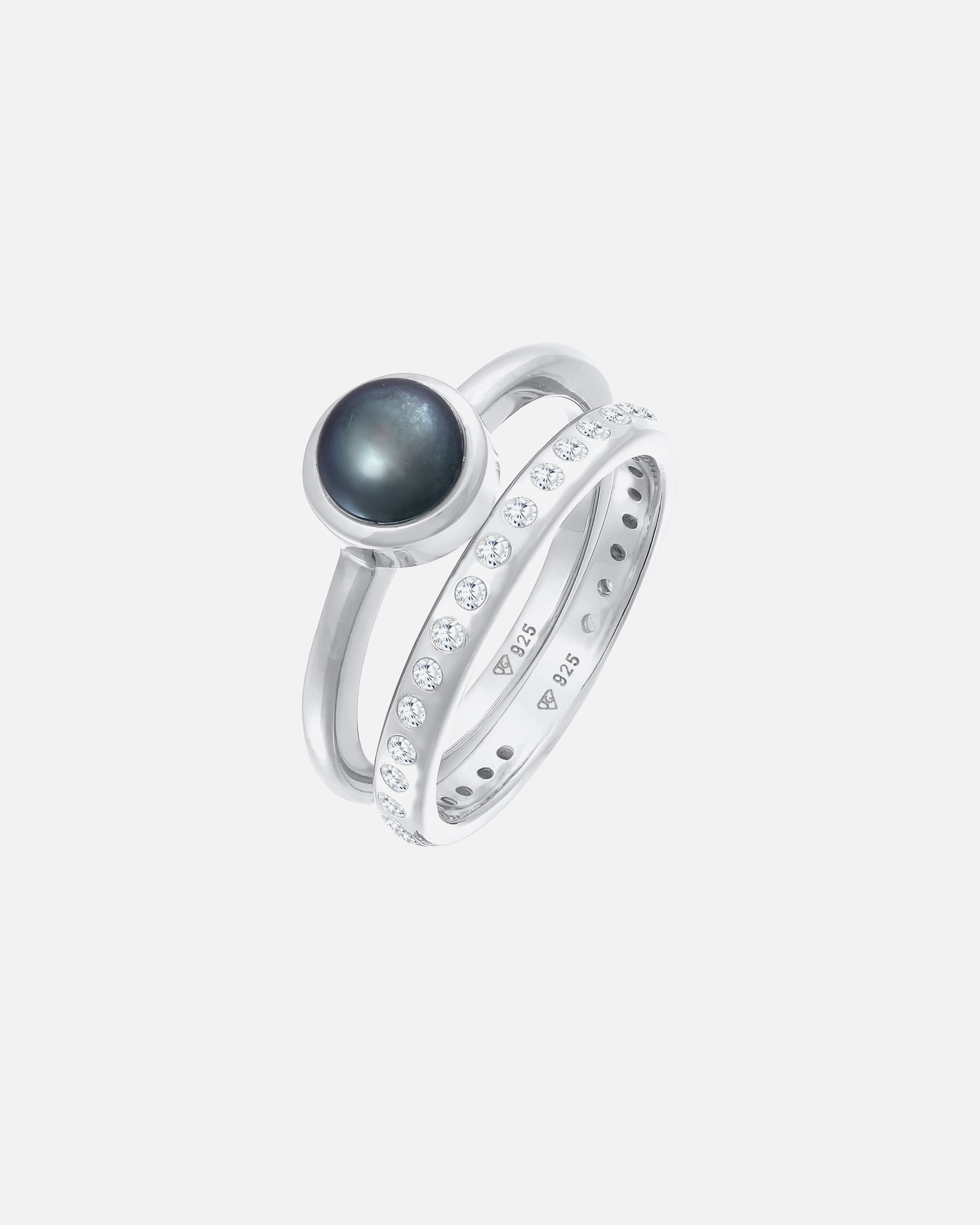 Bague pour Femme Nenalina Femmes perle Eternity Lot de 2 avec Perle de Culture d'Eau Douce en argent sterling 925 58