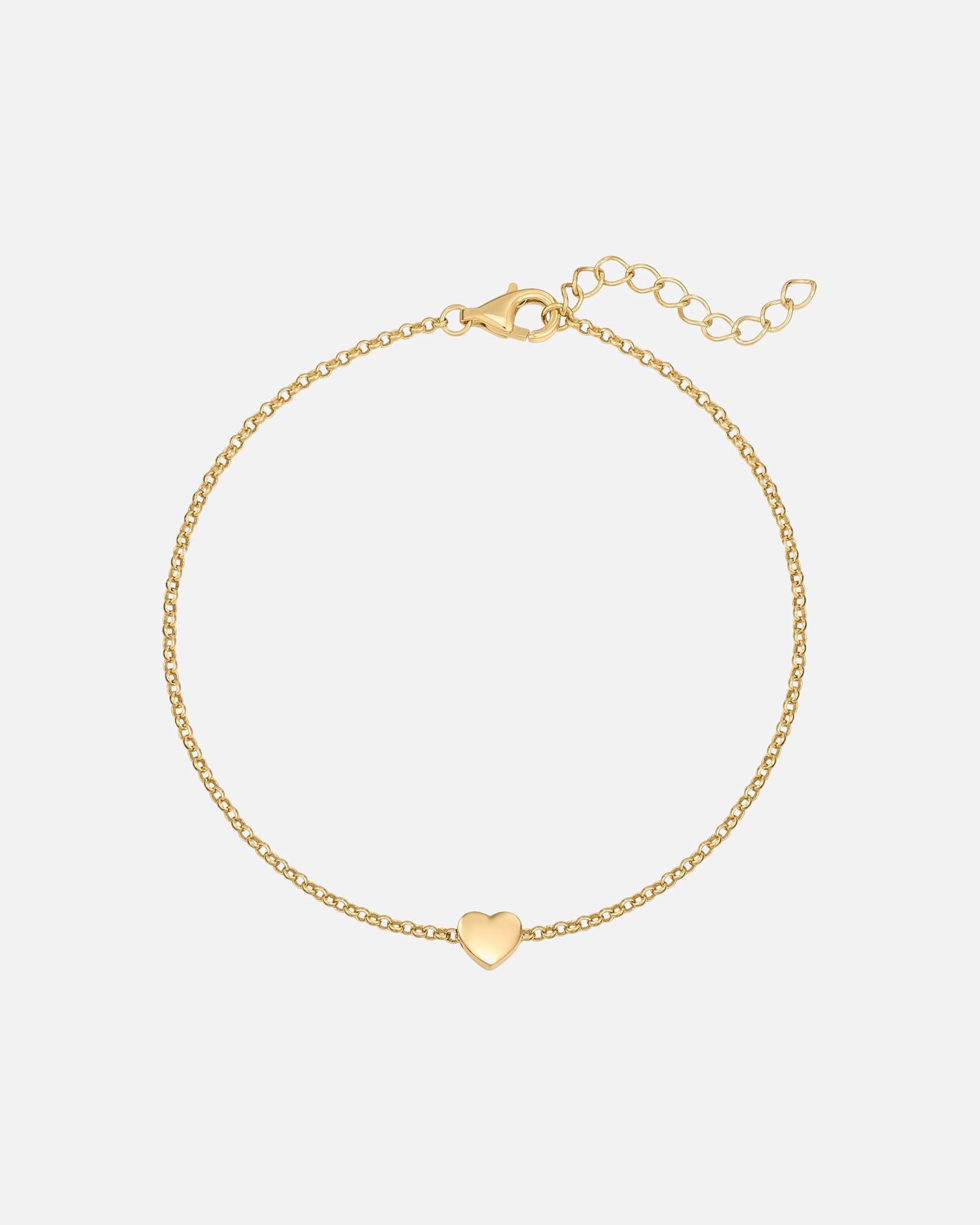 Bracelet pour Femme Rafaela Donata Bracelet Coeur en Argent sterling en Or jaune Longueur de base 18 cm + Rallonge 3 cm