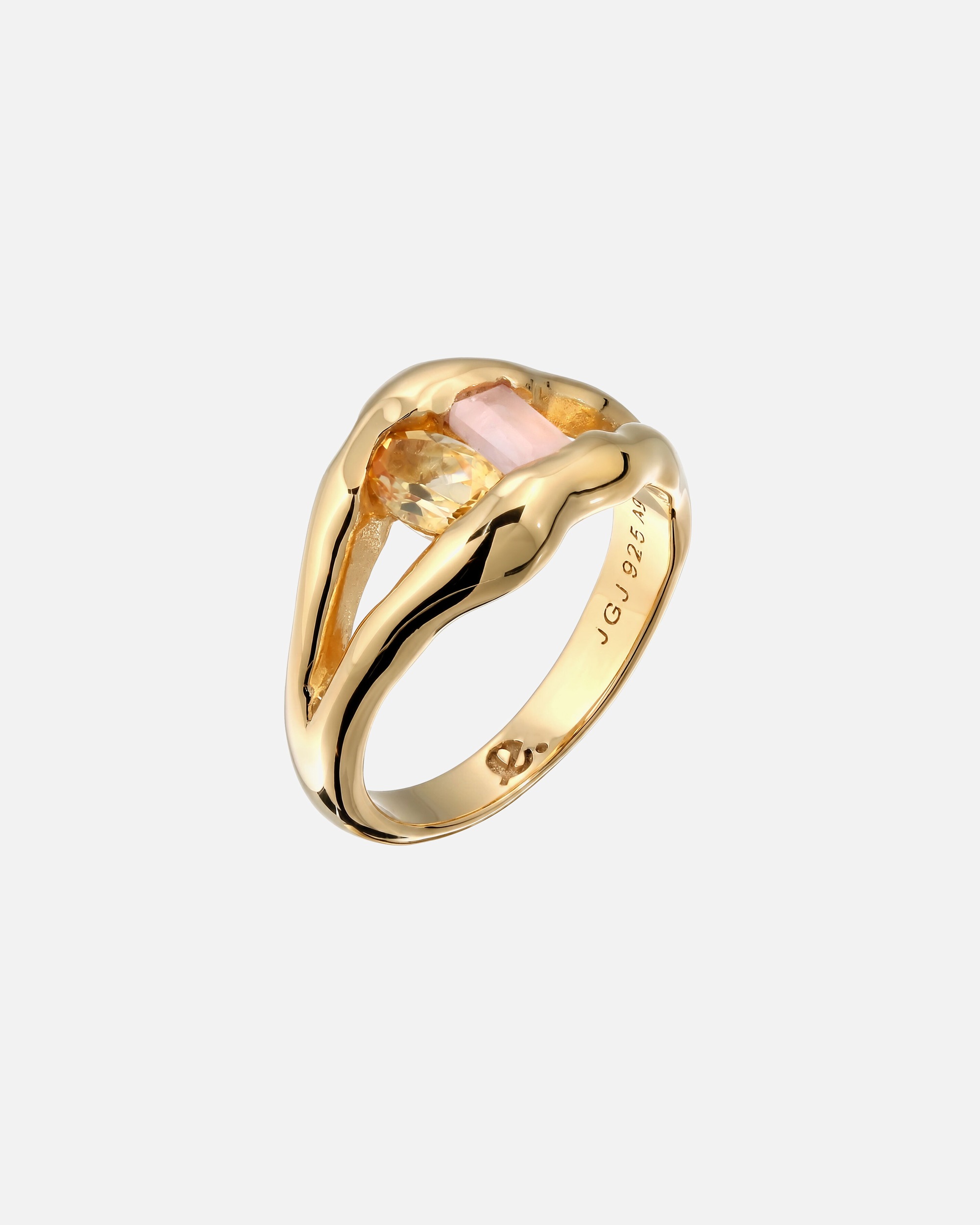 Bague pour Femme Elli Bague rectangle Quartz rose 925 Sterling Silver 54