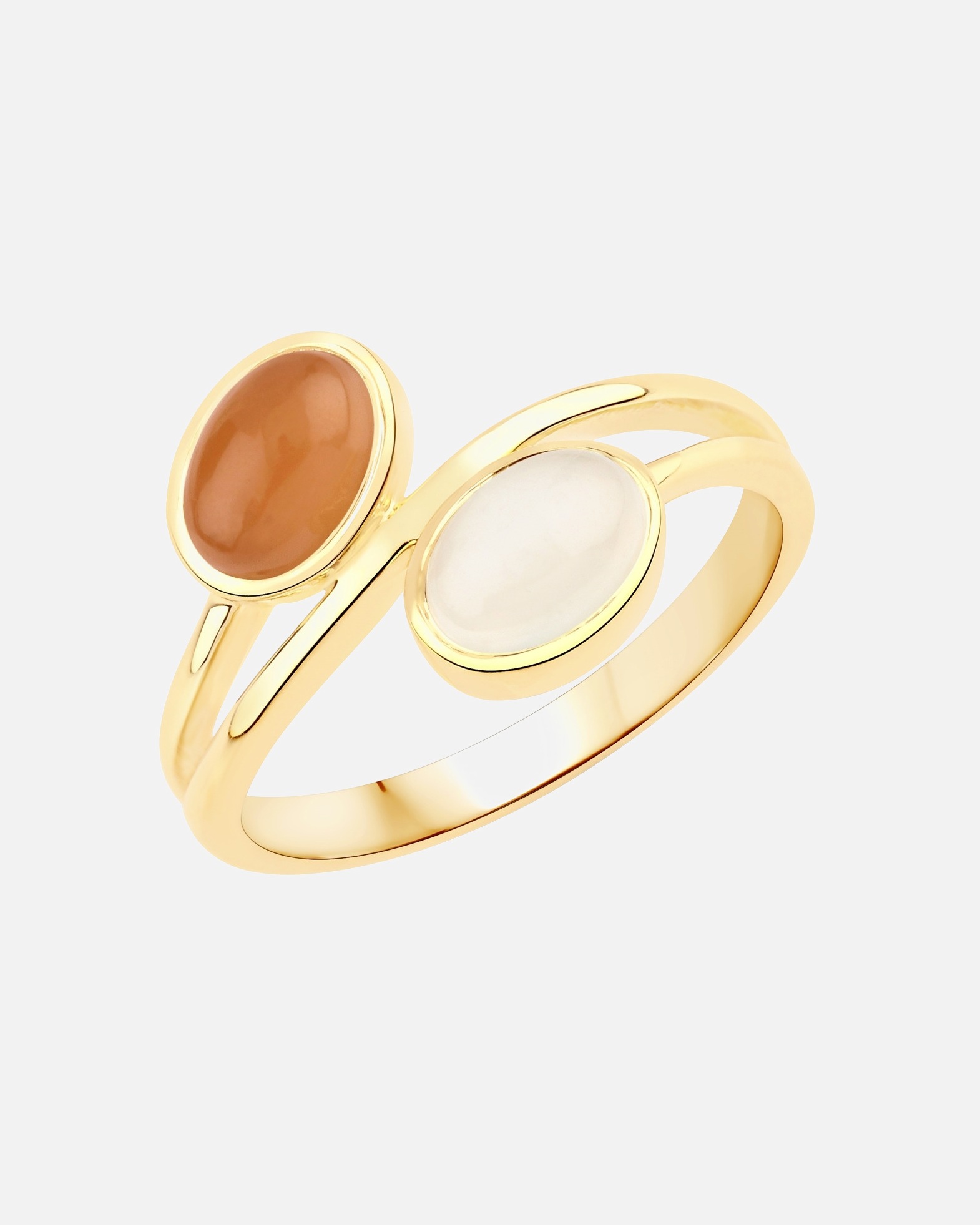 Bague pour Femme Bague Argent sterling Pierre de lune en Or jaune 60