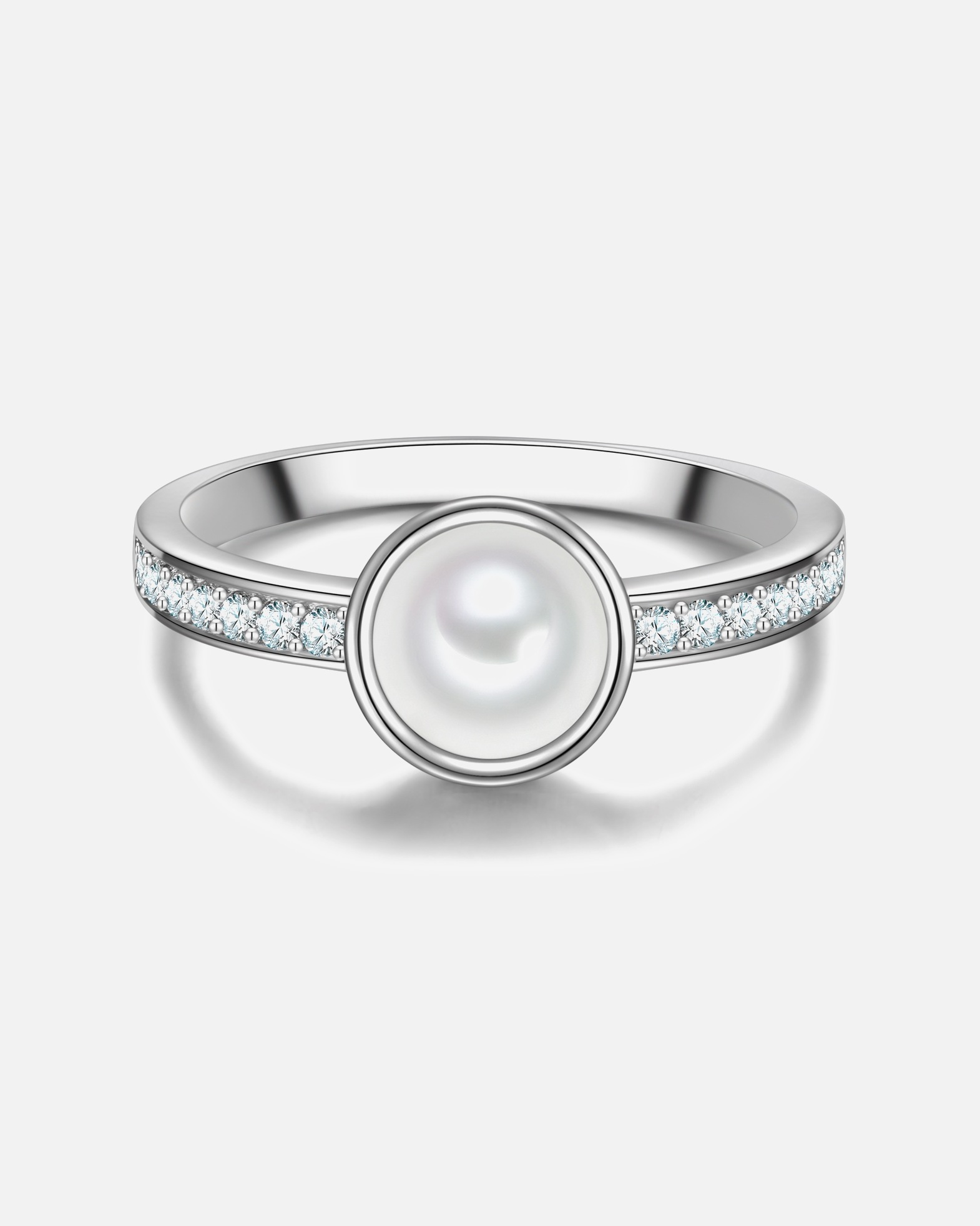 Bague pour Femme Trilani Bague en Argent Sterling en argent avec Zirconium et Perle de Nacre 50