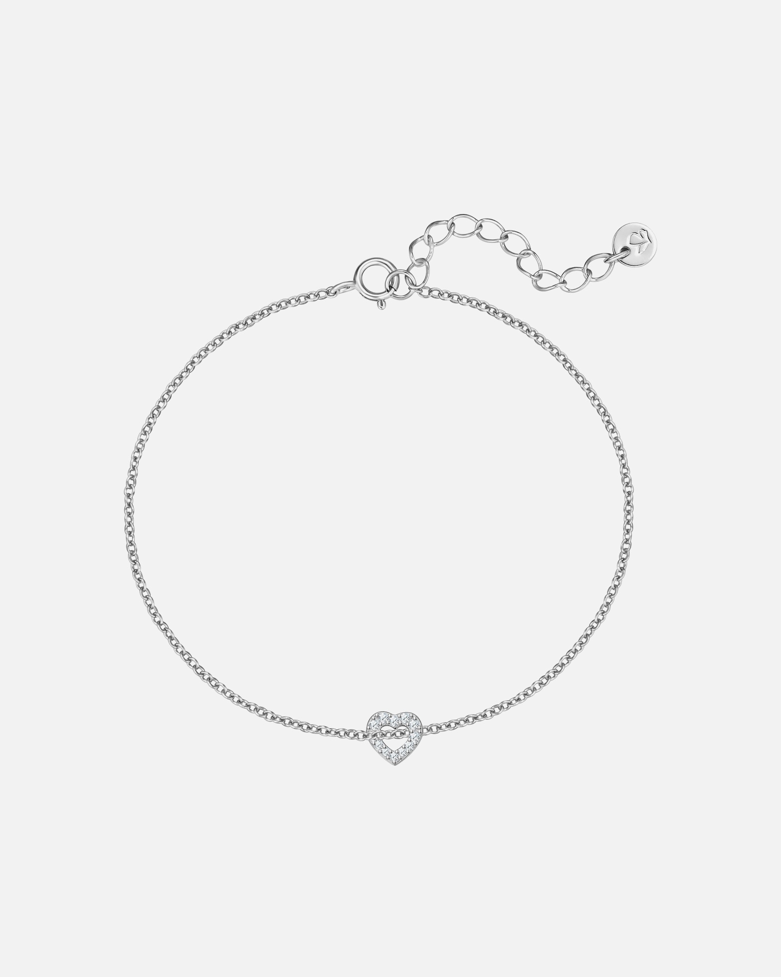 Bracelet pour Femme Glanzstücke München Bracelet Cœur en Argent Sterling en argent avec zirconium Longueur de base 17,0 + rallonge 3,0 cm