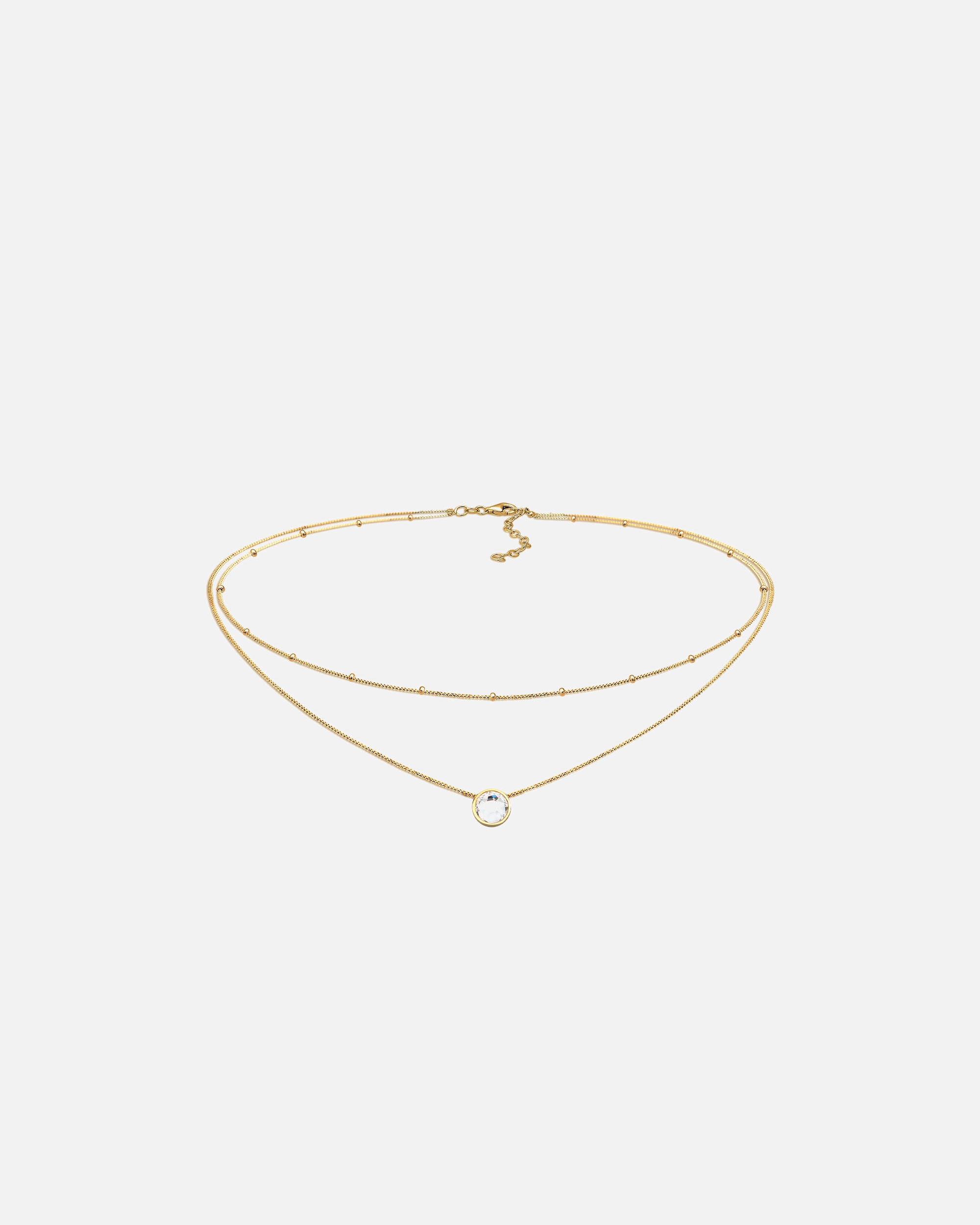 Collier pour Femme Elli Choker Layer Kristall Kugelkette 925 Silber goldfarben