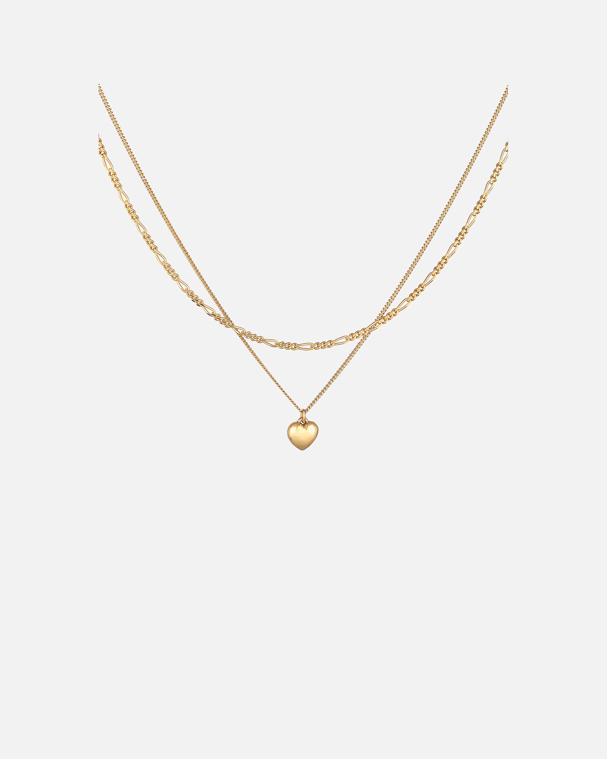Collier pour Femme Elli Elli Halskette Layer Herz Figaro 2-lagig 925 Silber goldfarben